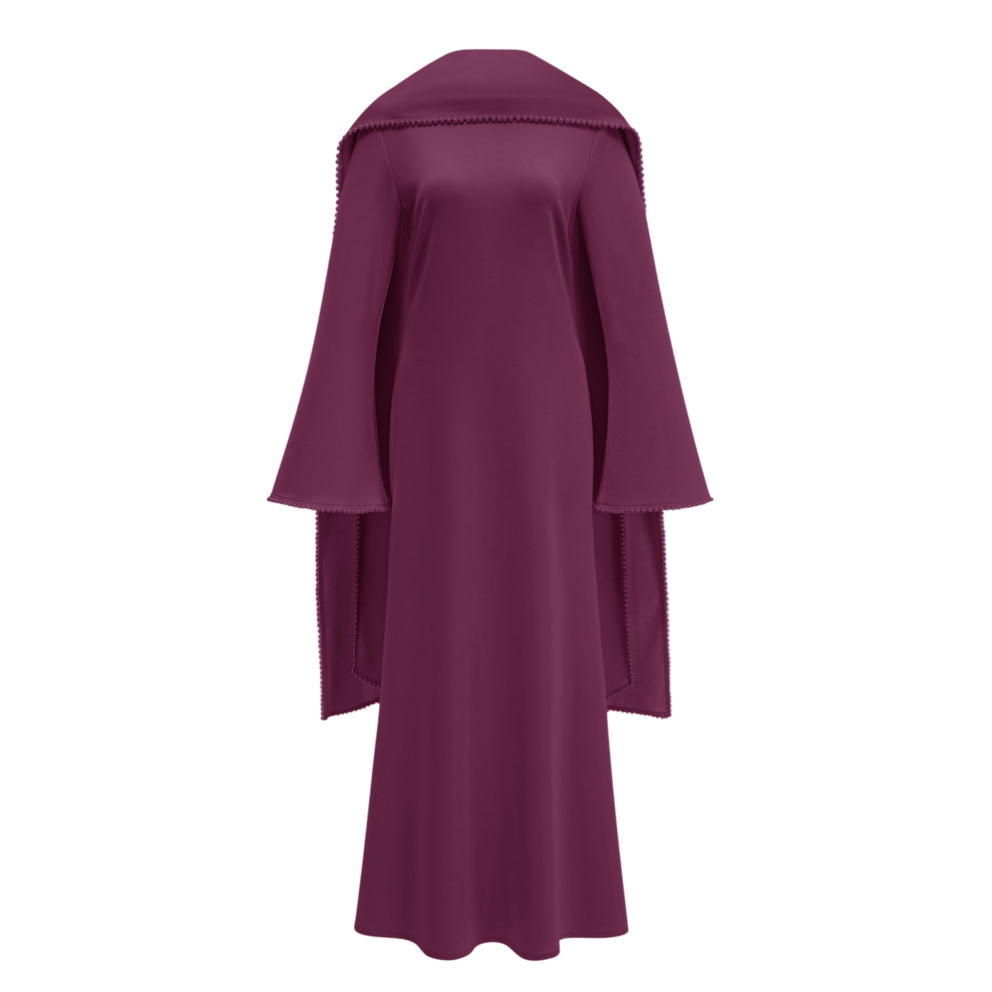 Pearl Trim Shawl Detail Maxi Dress
