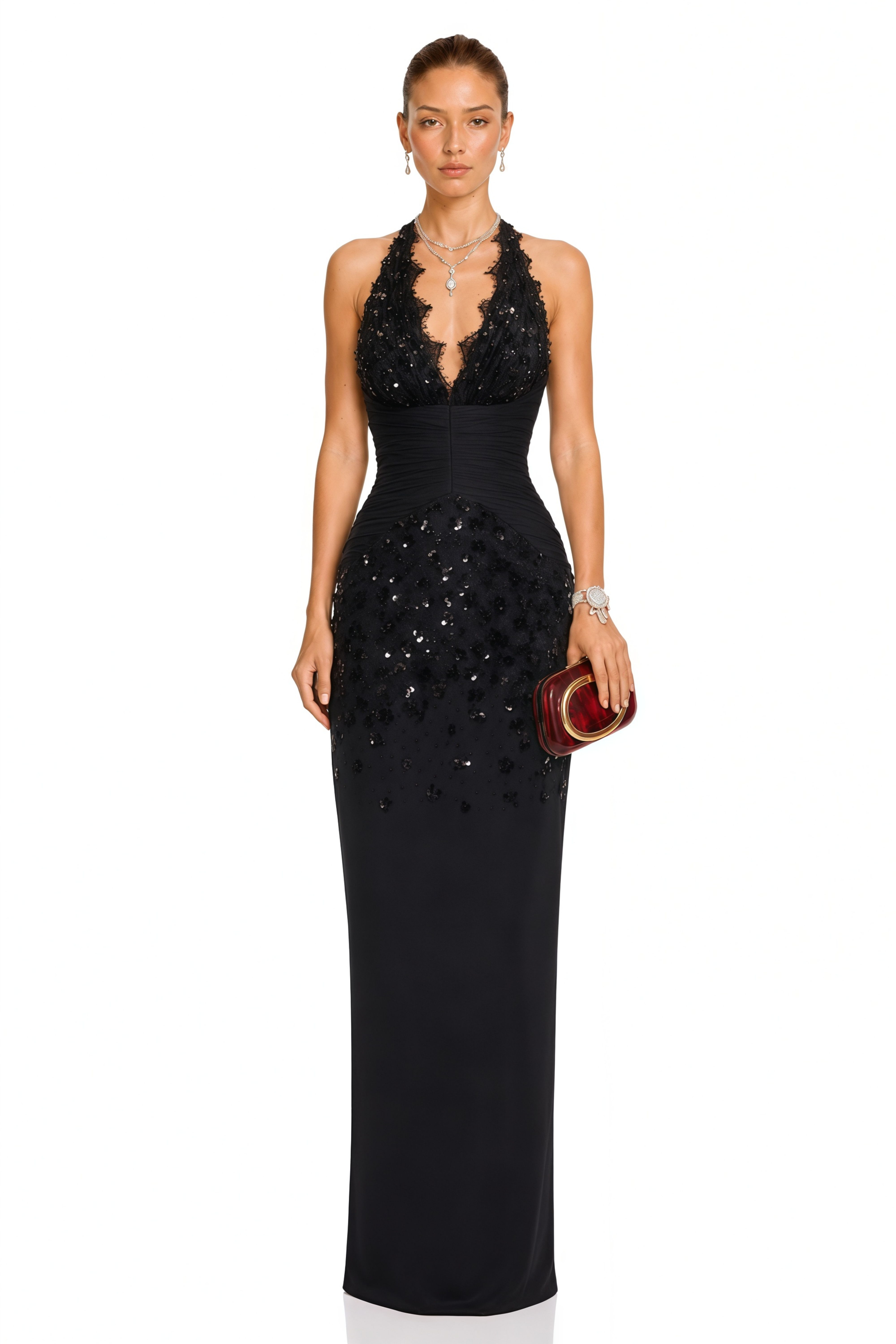 Siphokazi Black Halterneck Embellished Corset Maxi Gown