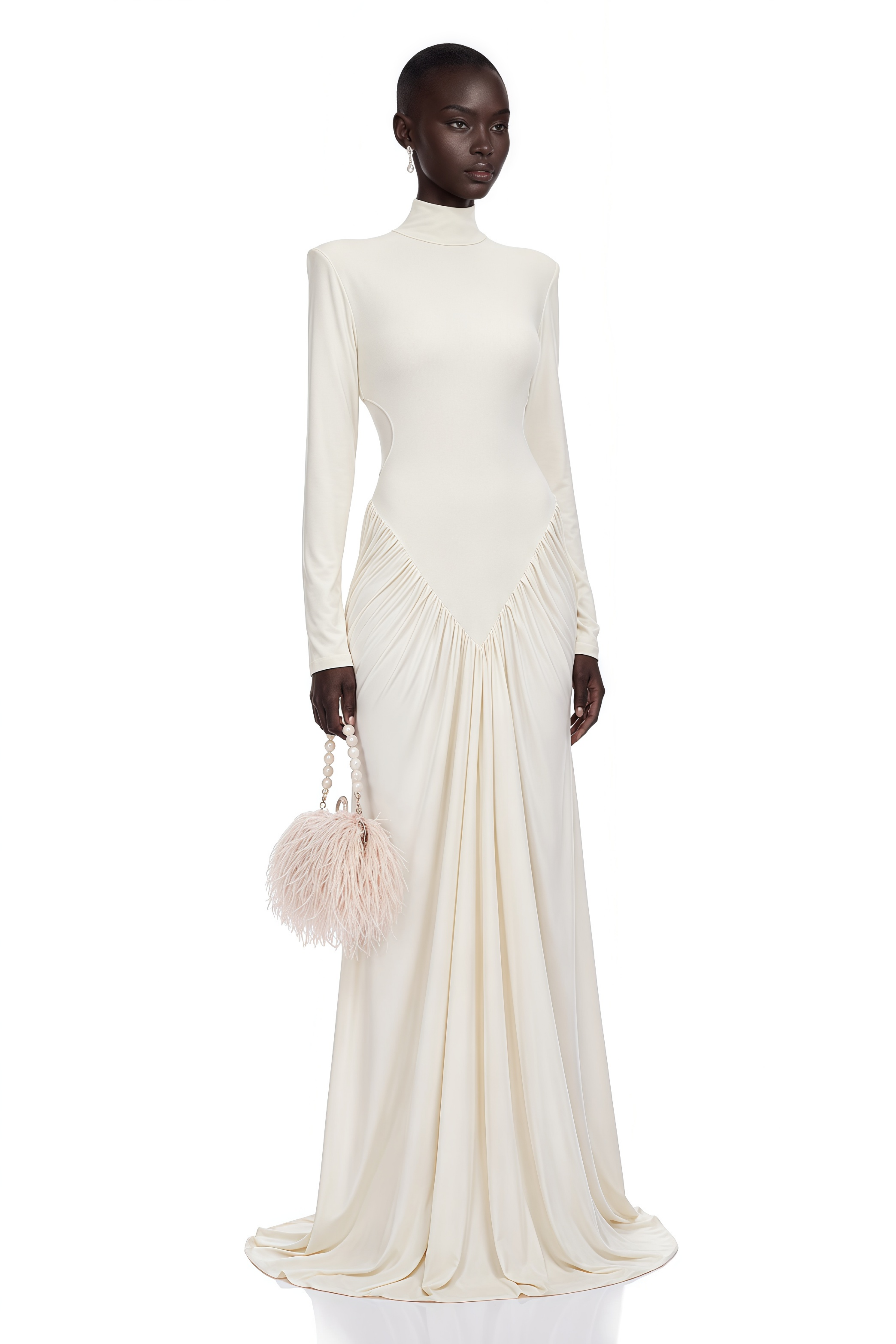 Harriet White Cut Out Ruched Maxi Dress