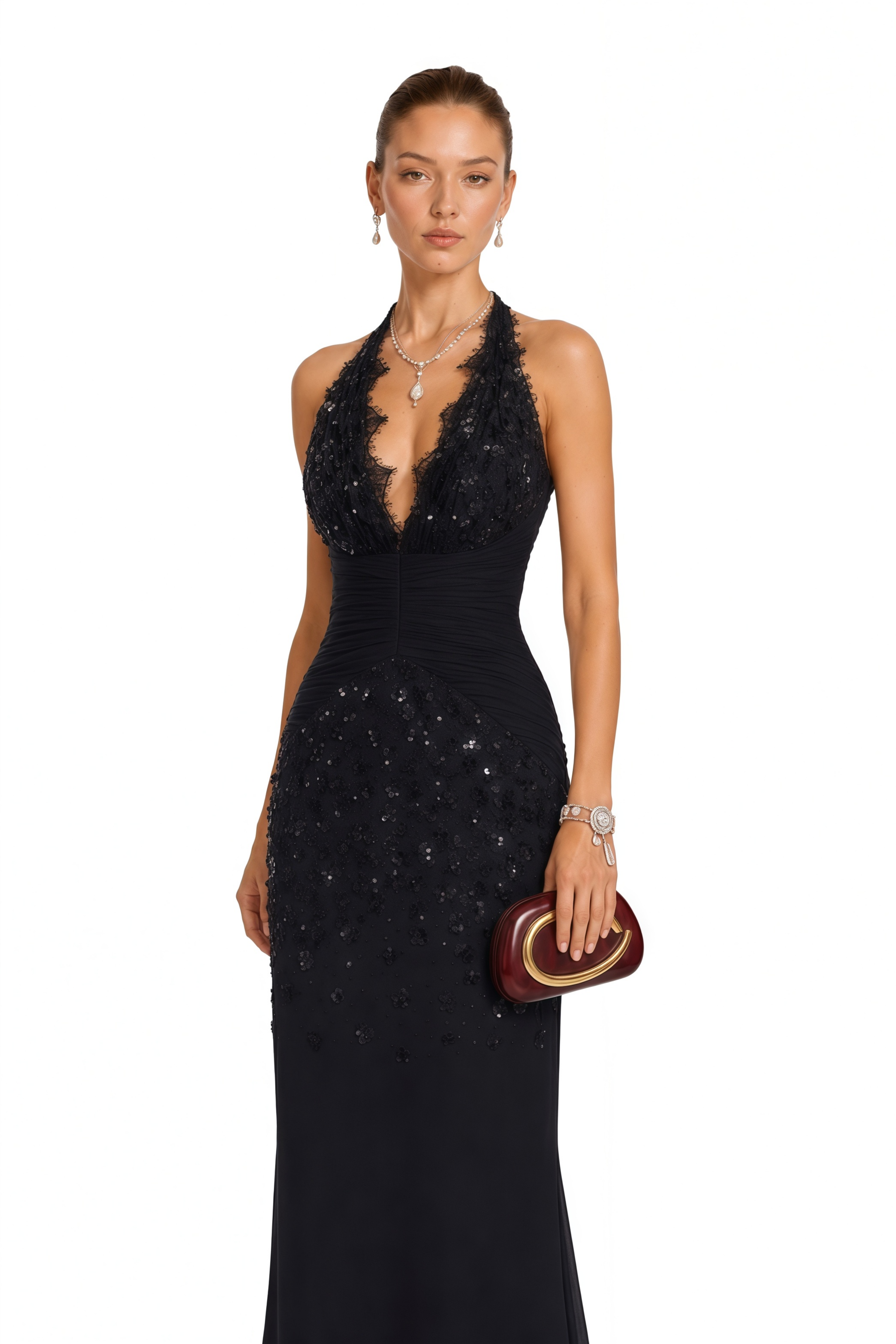 Siphokazi Black Halterneck Embellished Corset Maxi Gown