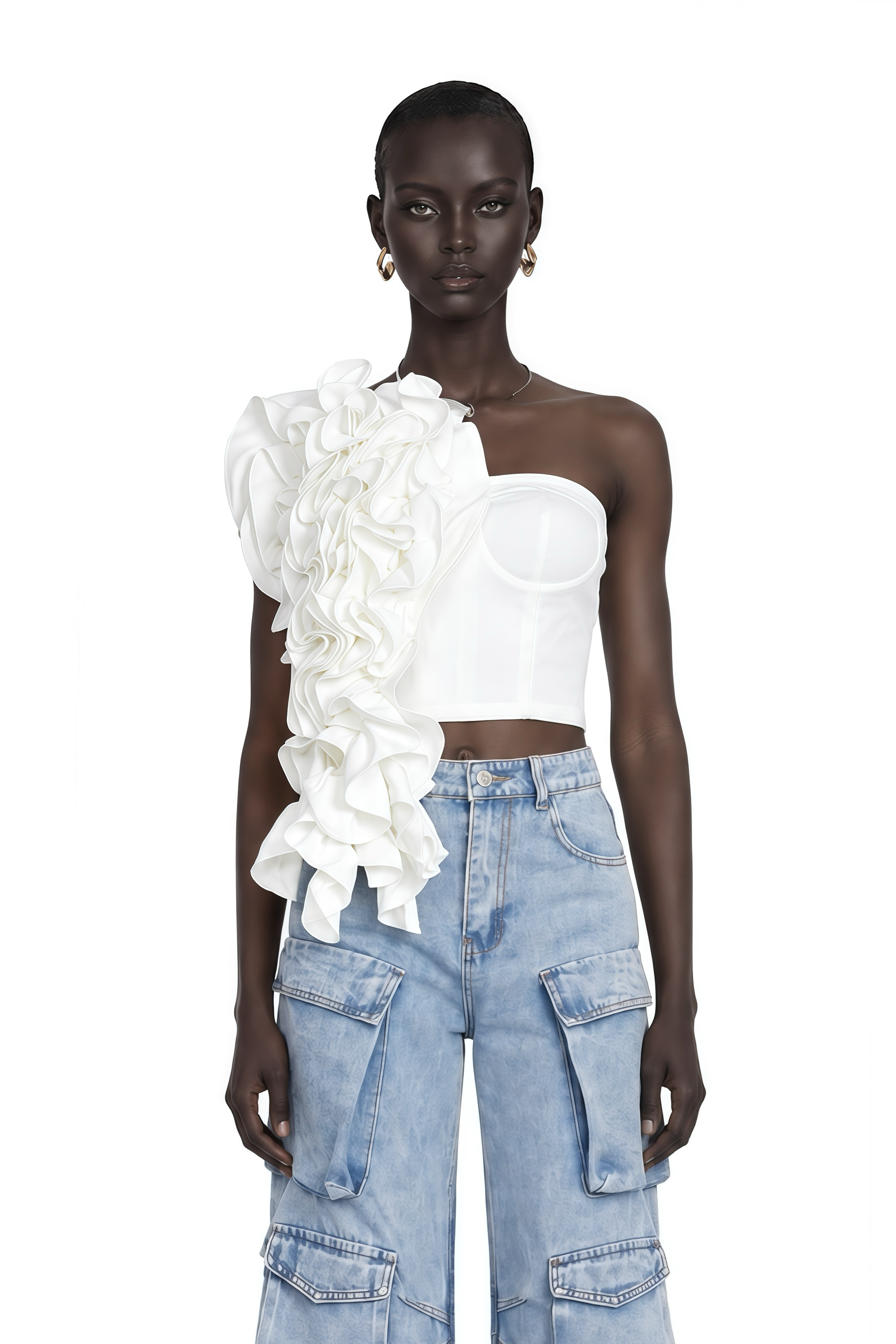 Lucie White Floral-Applique Top