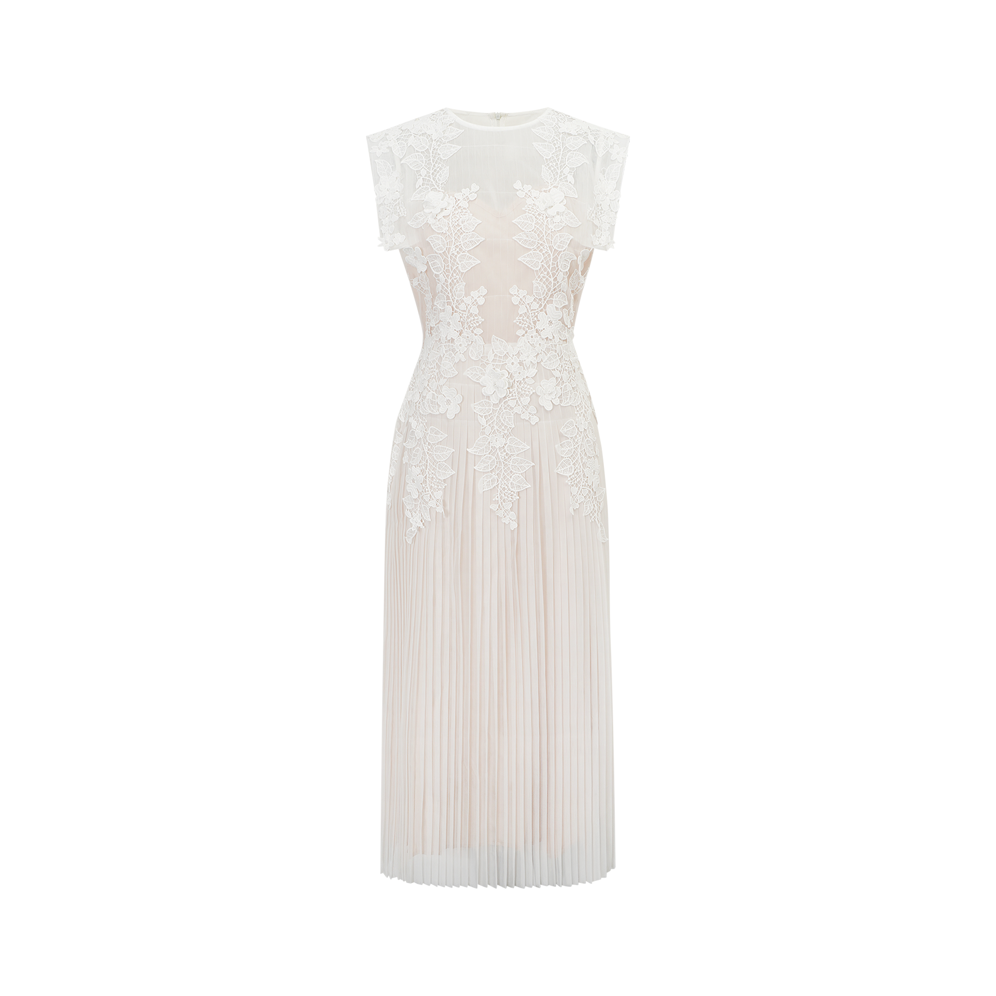 Flower-Appliqué Tulle Midi Dress