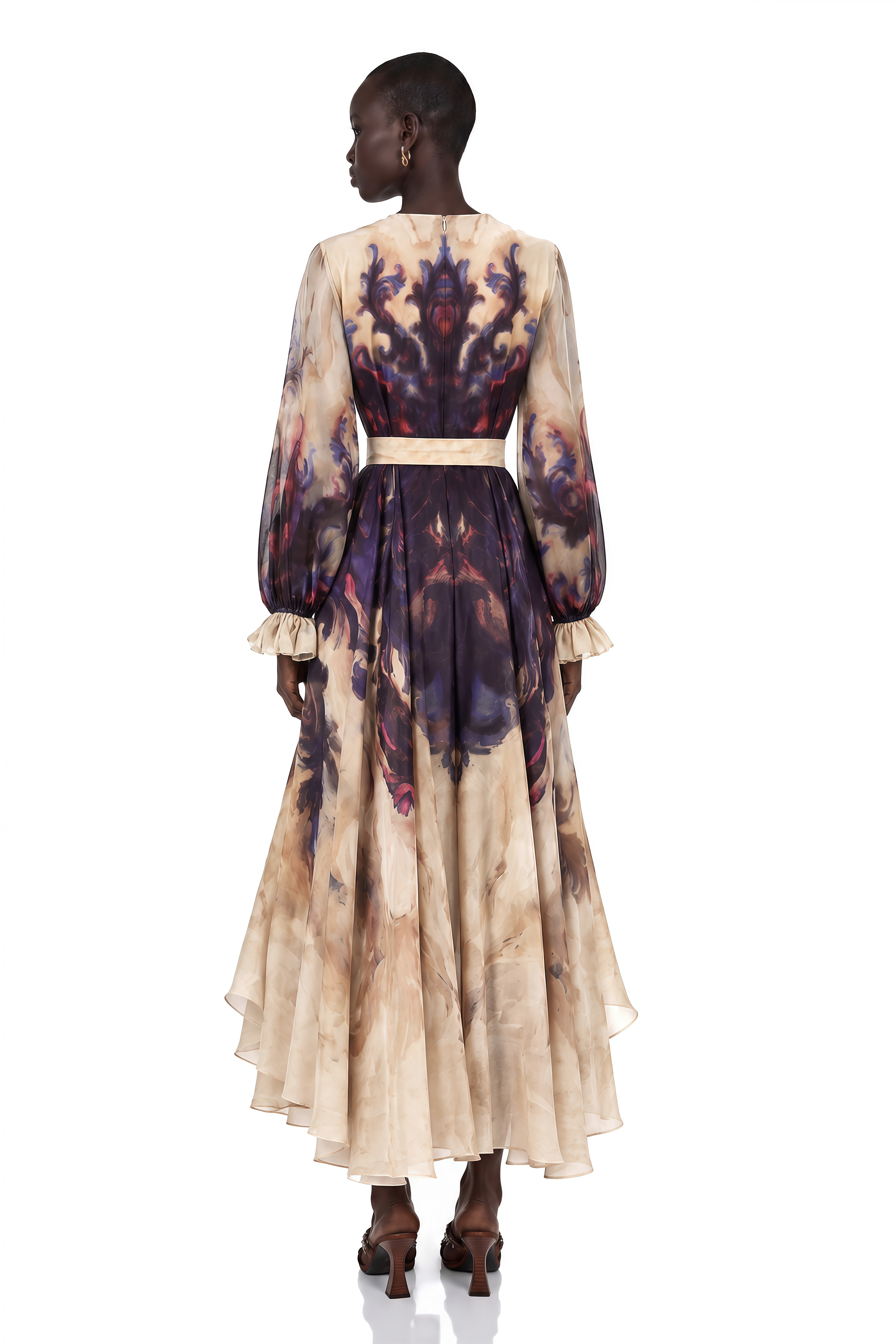 Urbaine Smudged Graffiti-Print Silk Midi Dress