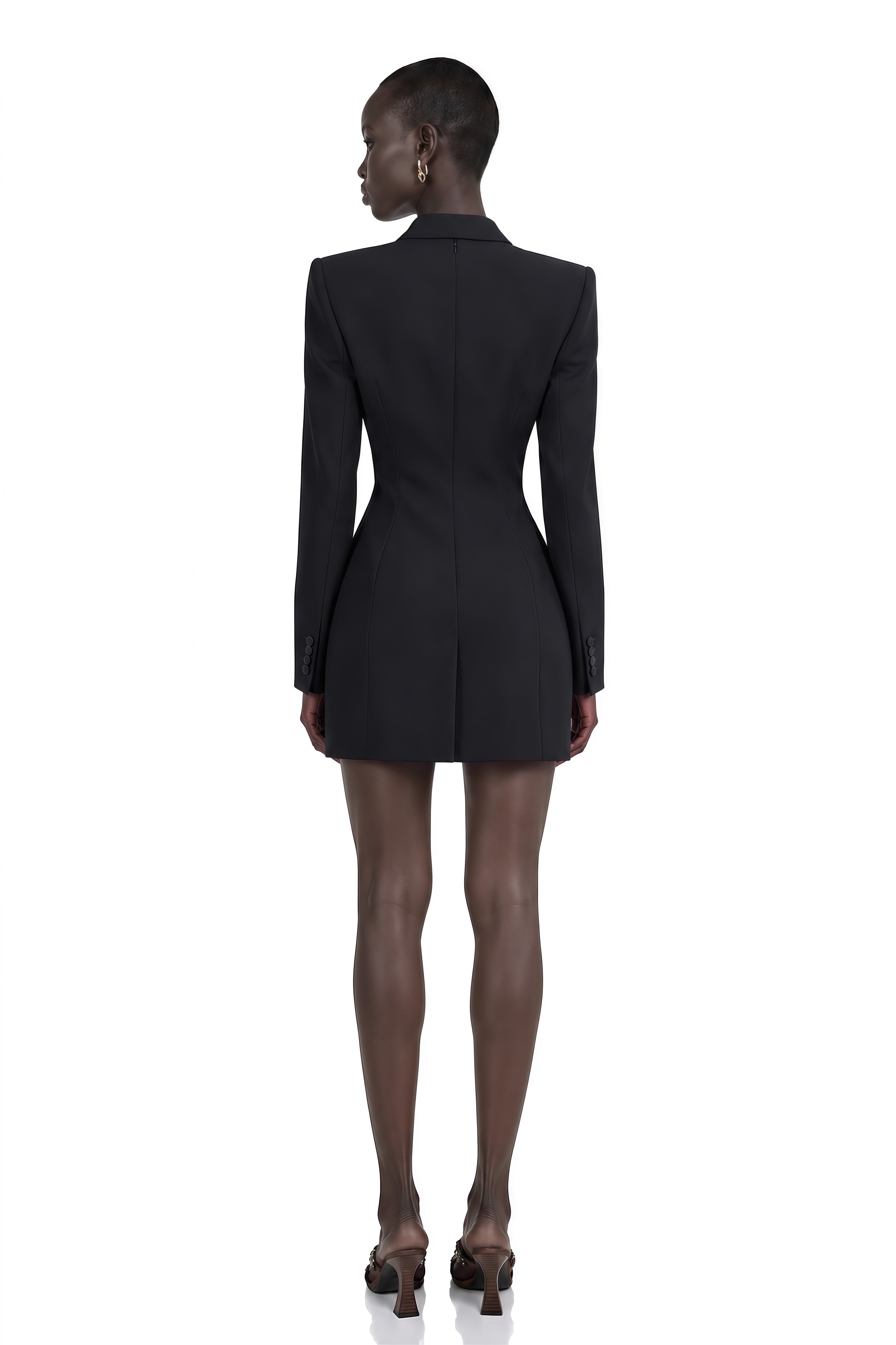Joséphine V-neck satin-collared mini dress