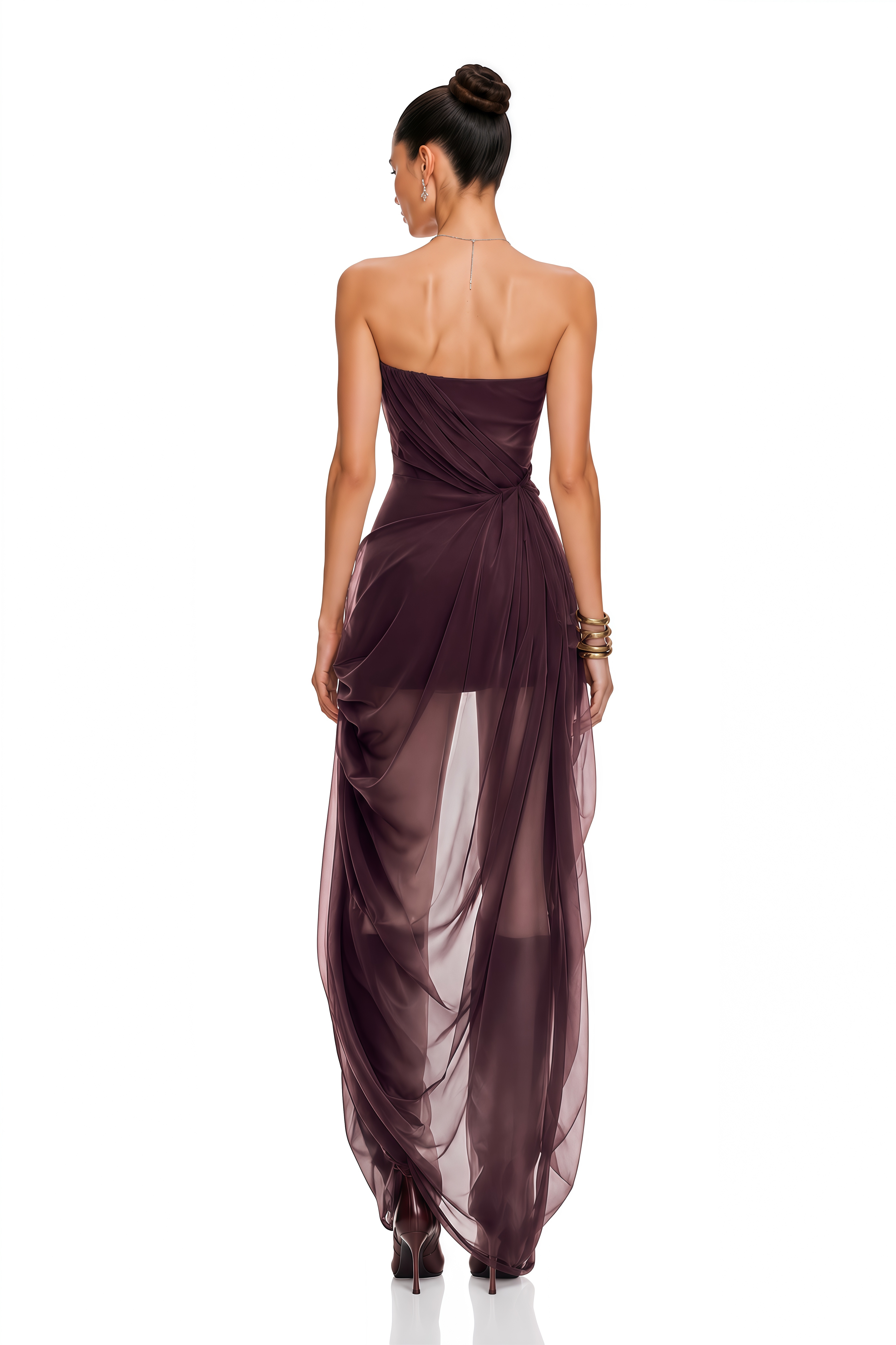Yelyzaveta Purple Asymmetrical Maxi Dress with 3D Petals