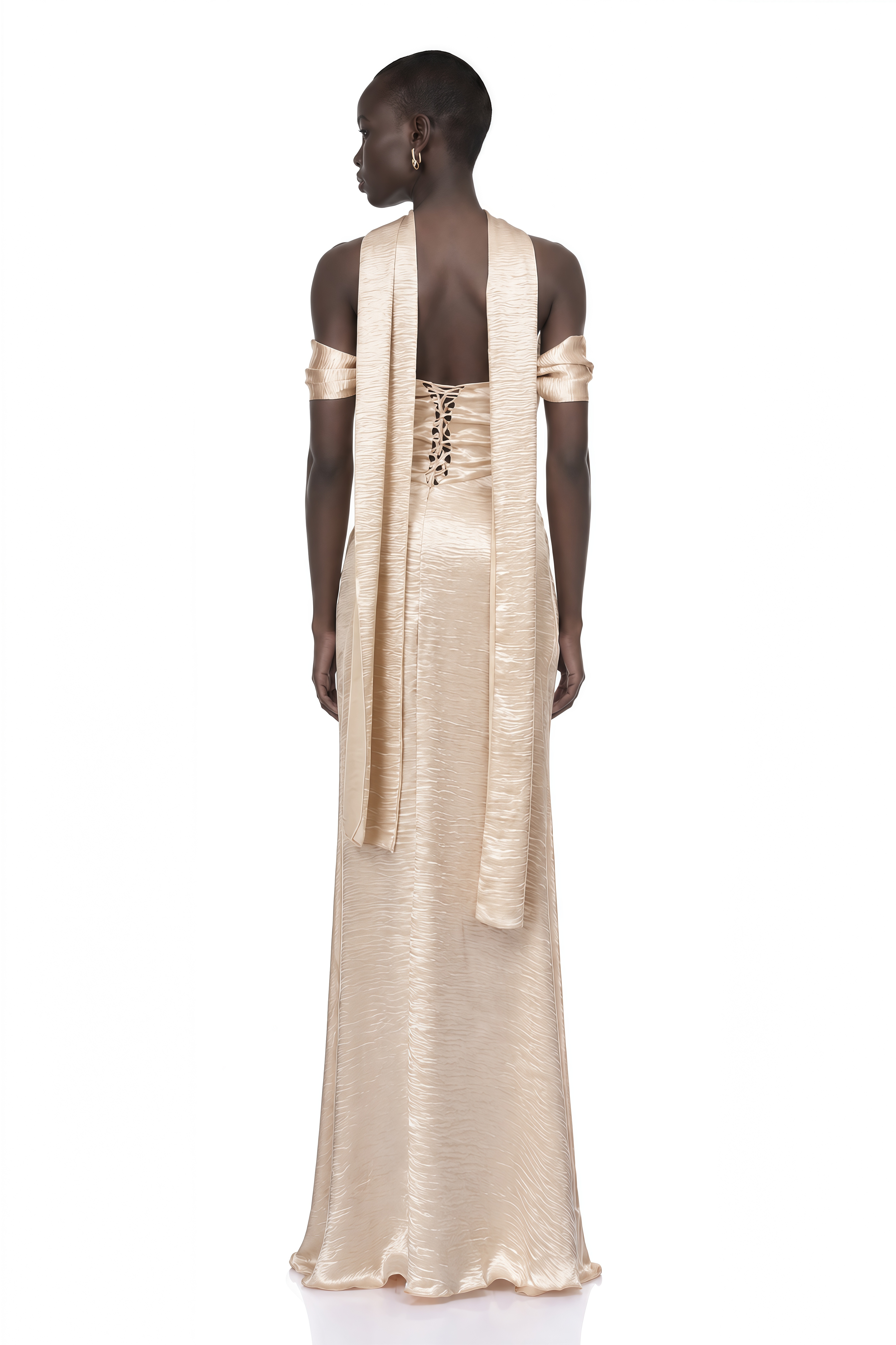 Blanche Gold Off Shoulder Mermaid Maxi Dress