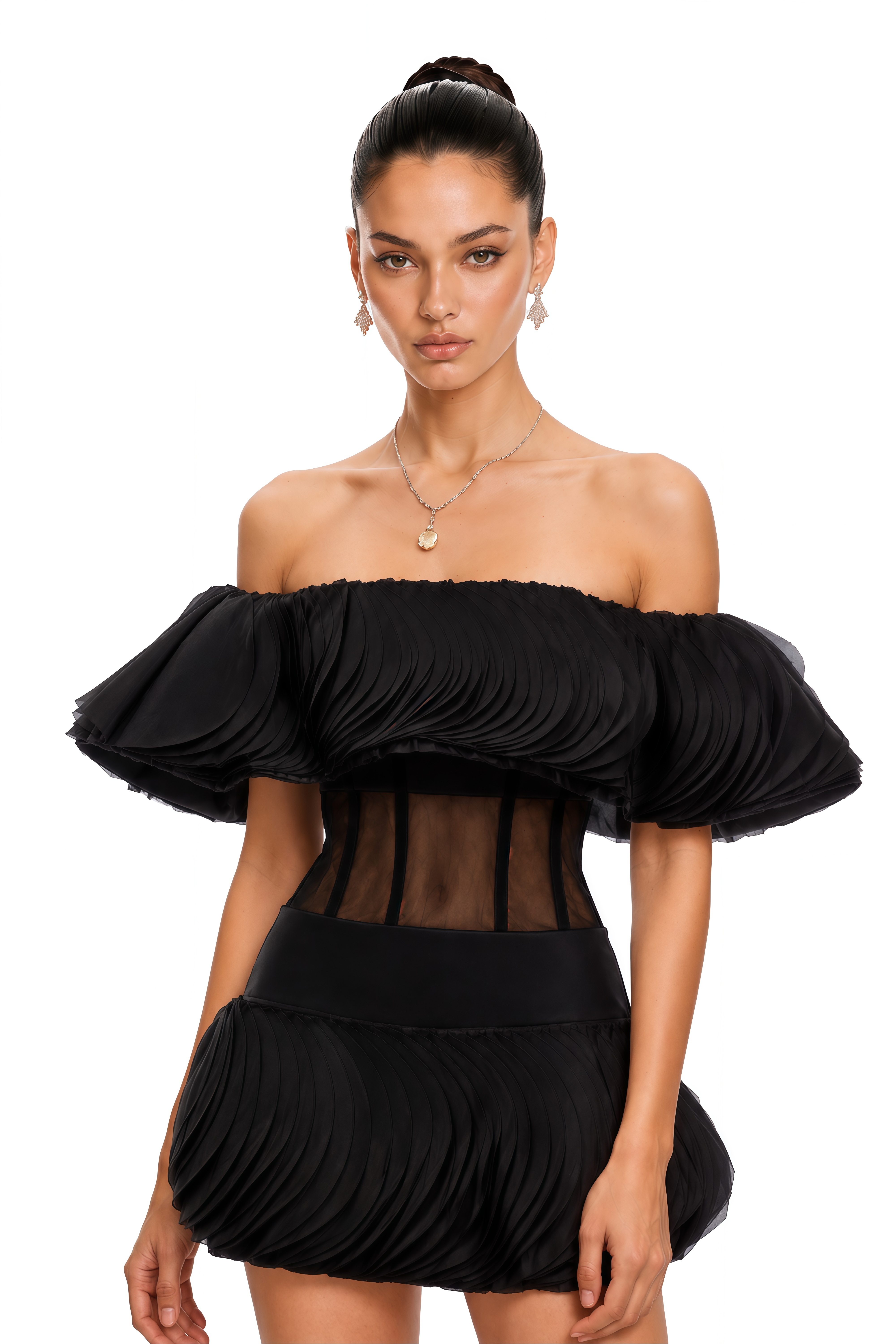 Mabel Black Layered Ruffled Mini Dress