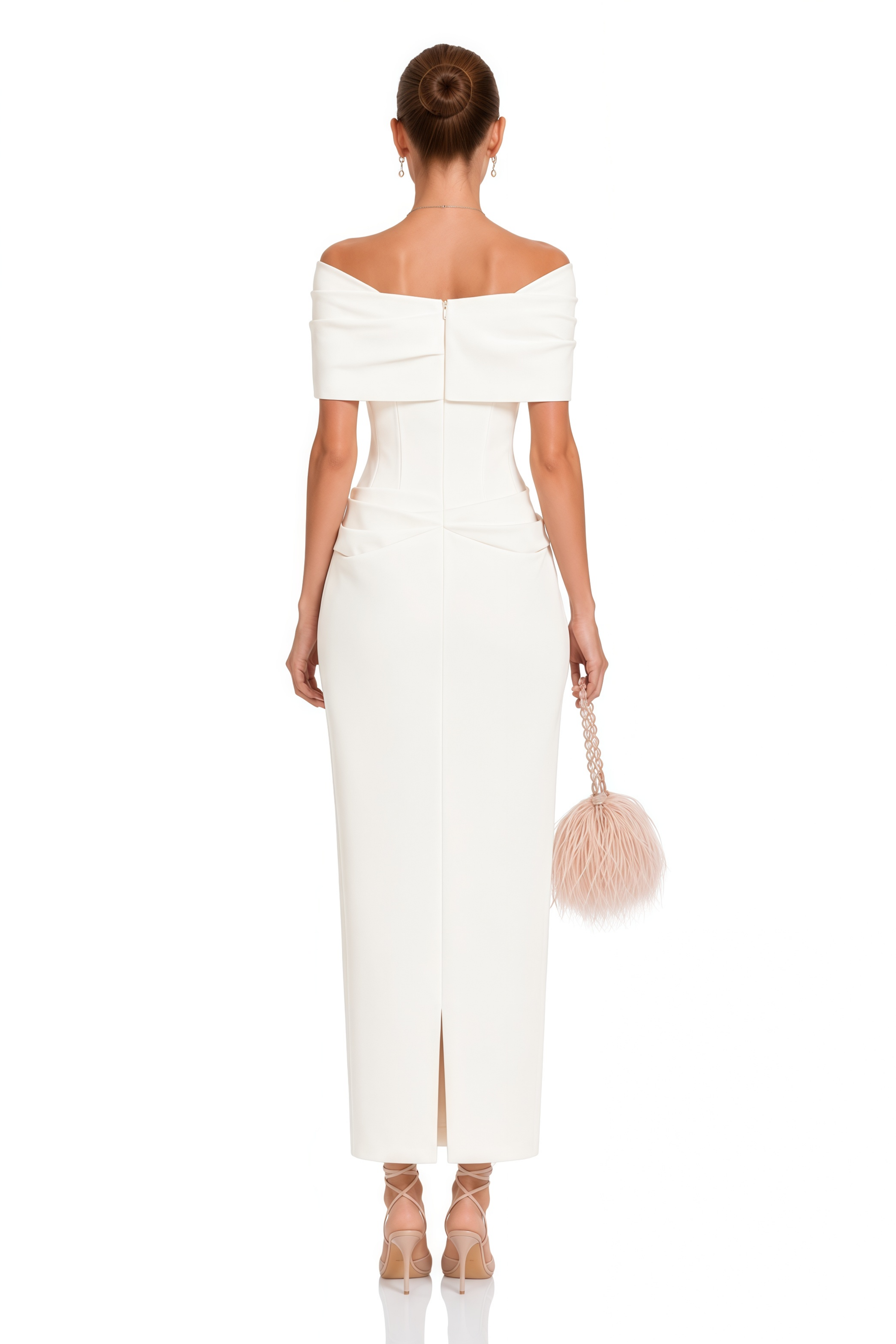 Solara White Draped Midi Dress