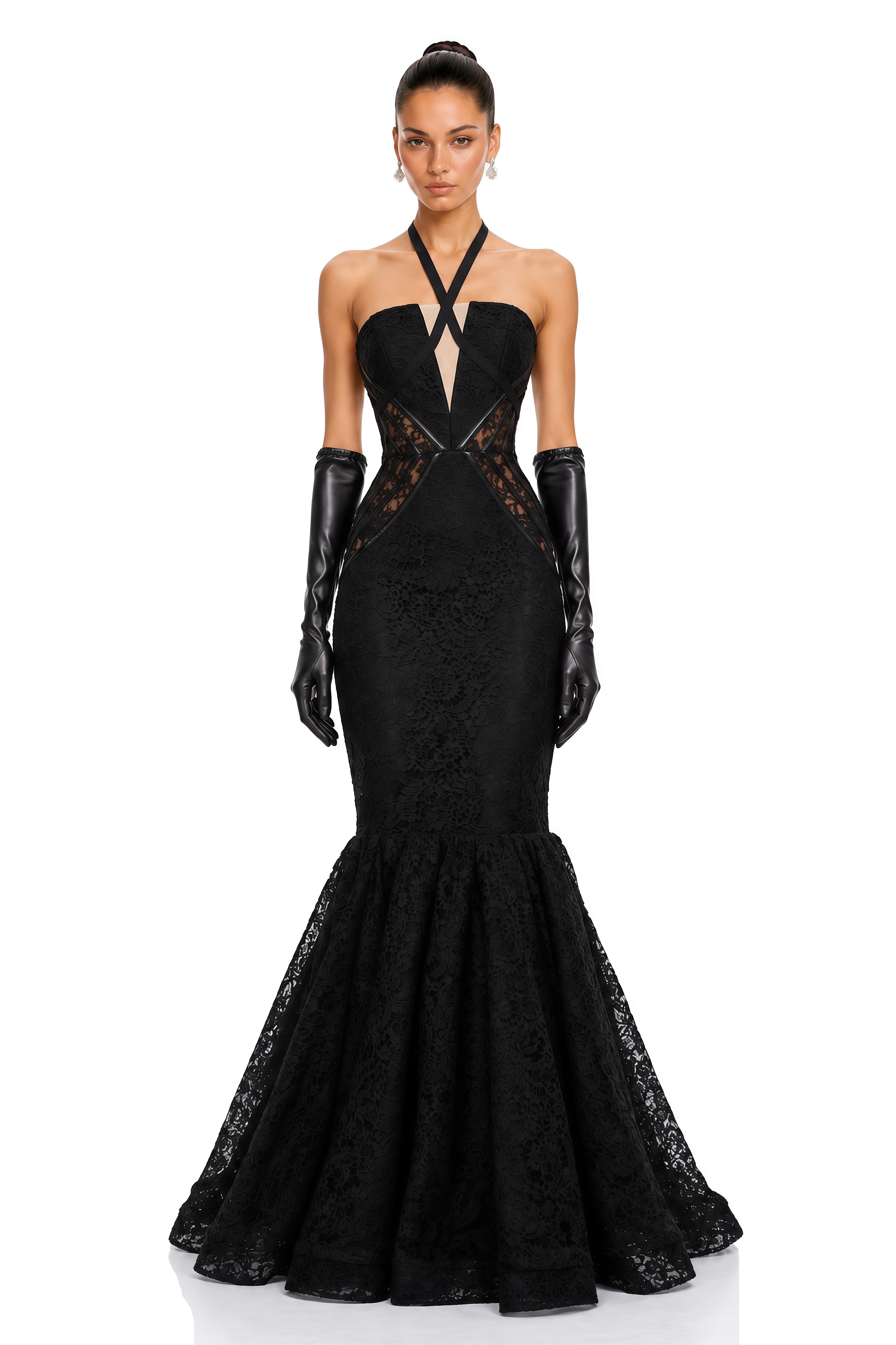 Letiția Black Halterneck Mermaid Maxi Dress