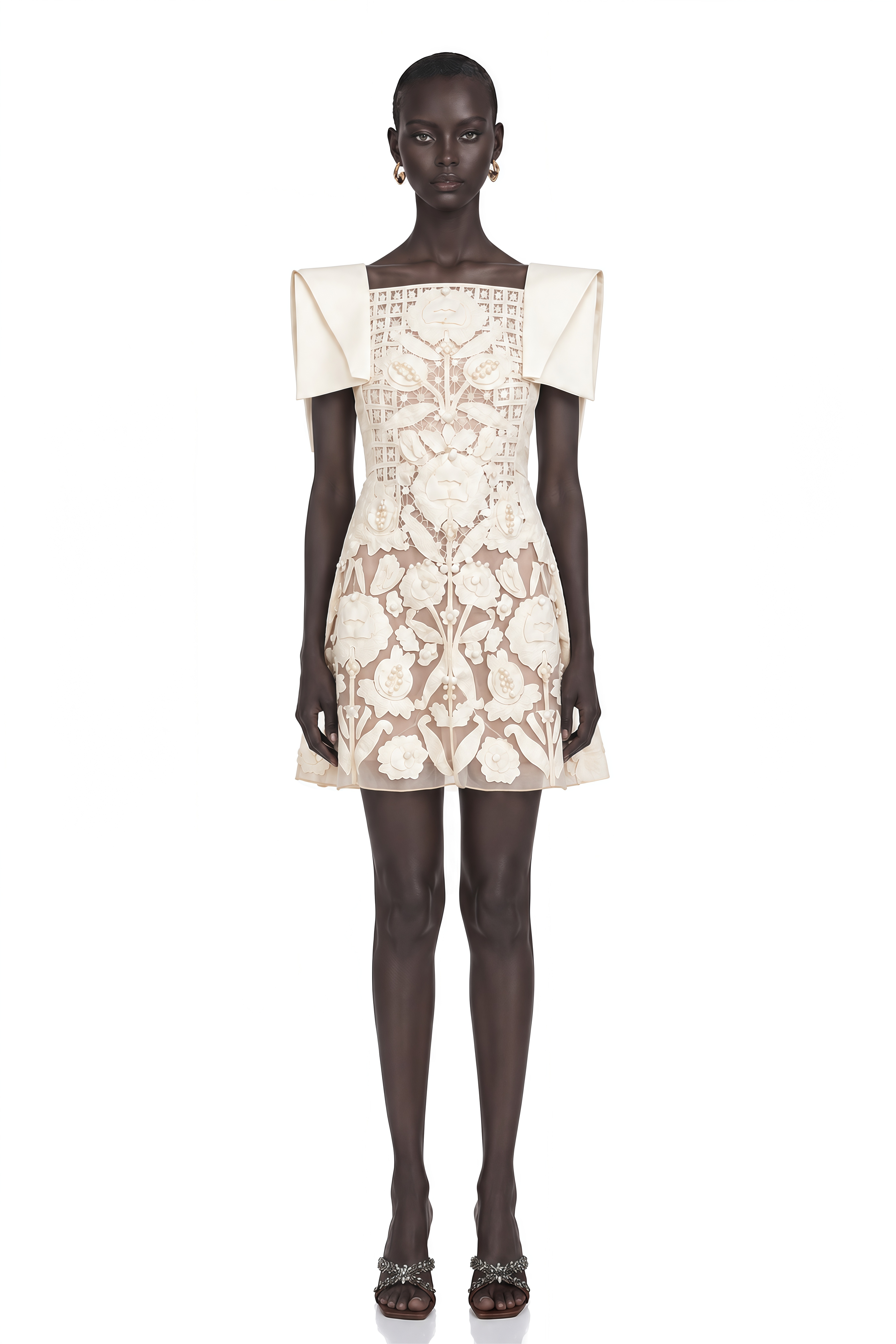 Léa White Floral Appliqué Crochet Mini Dress – Miss Rosier