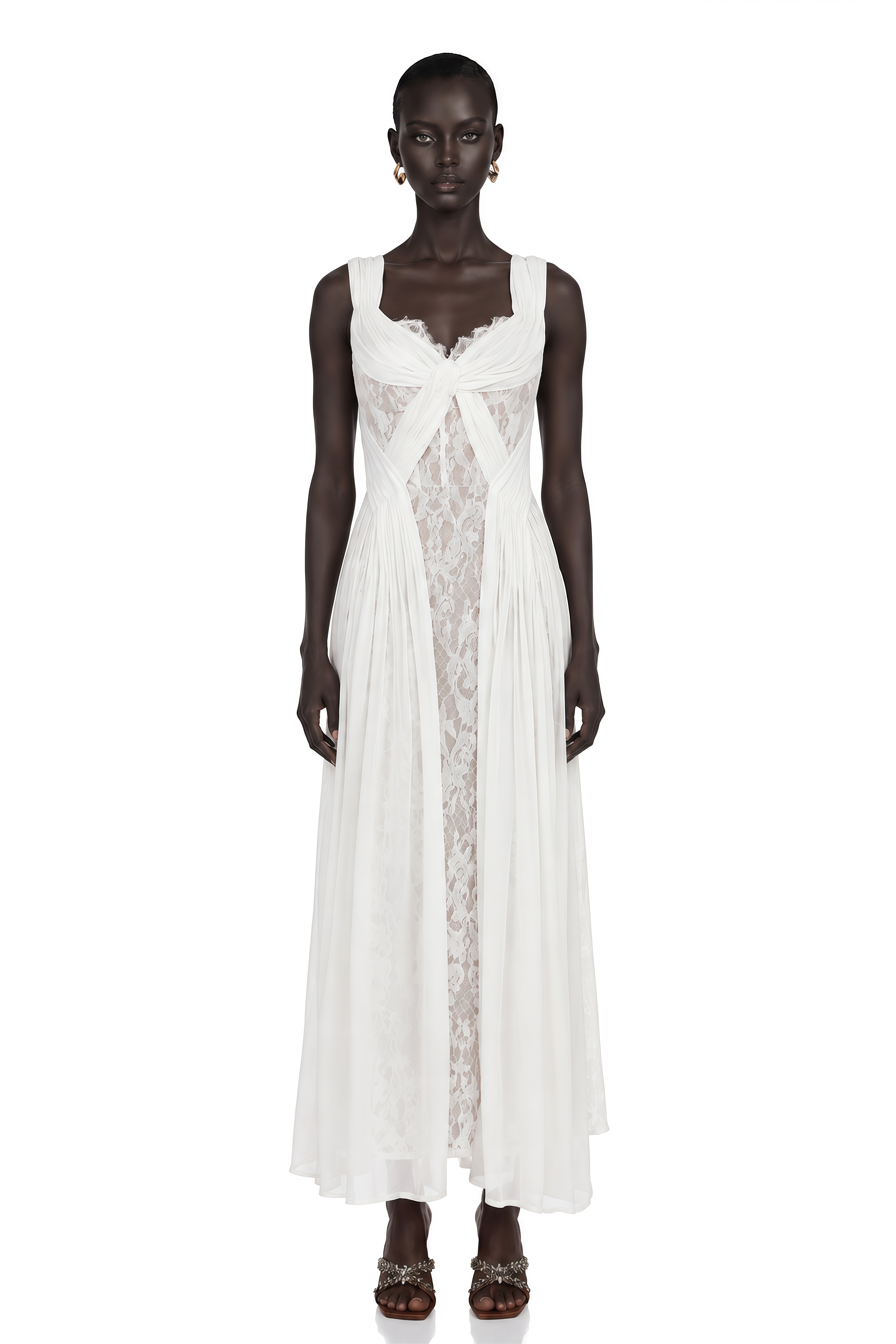 Arantxa White Lace Pleated Maxi Dress – Miss Rosier - Women's