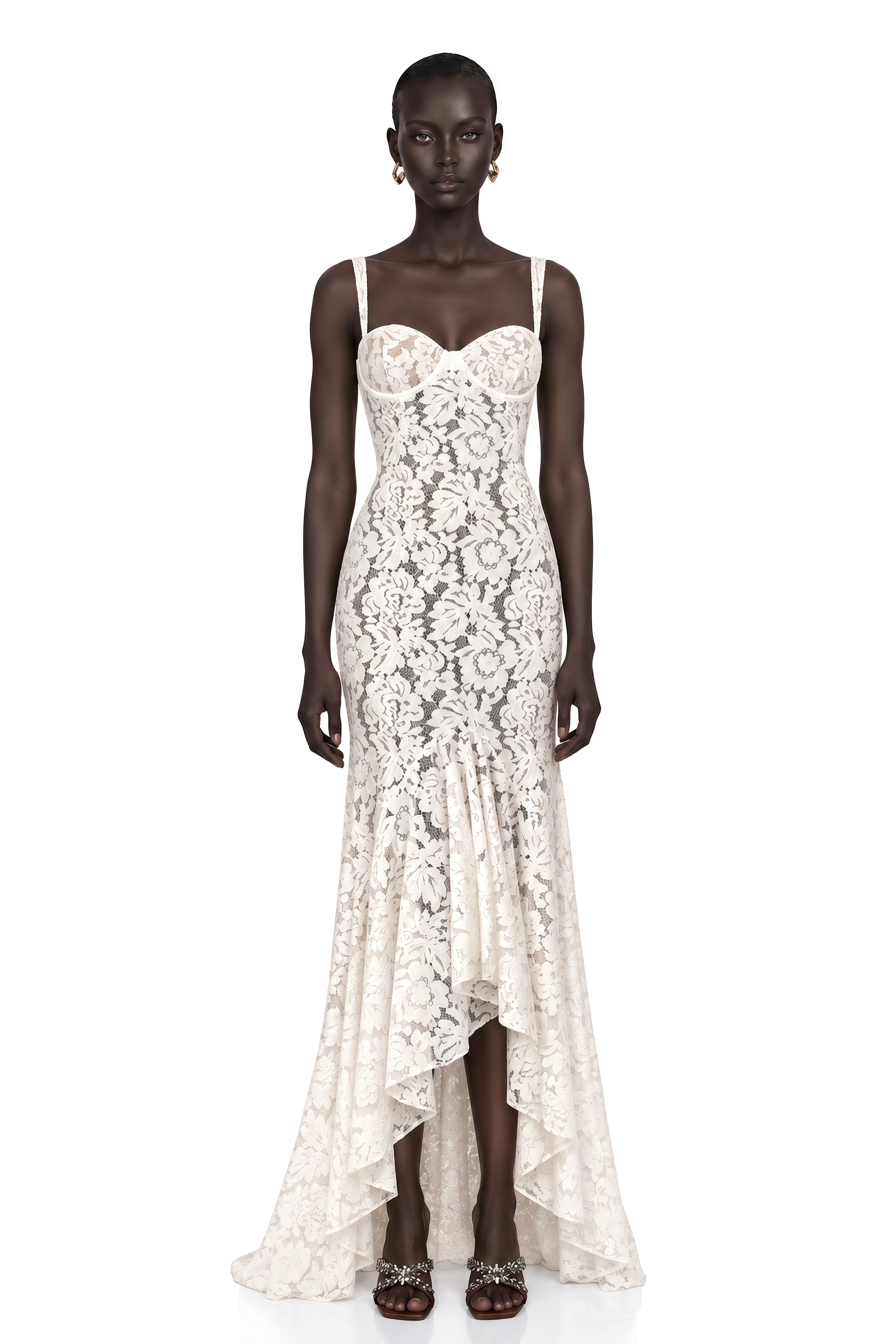 Abbie White Floral Lace Bustier Maxi Dress – Miss Rosier - Women's