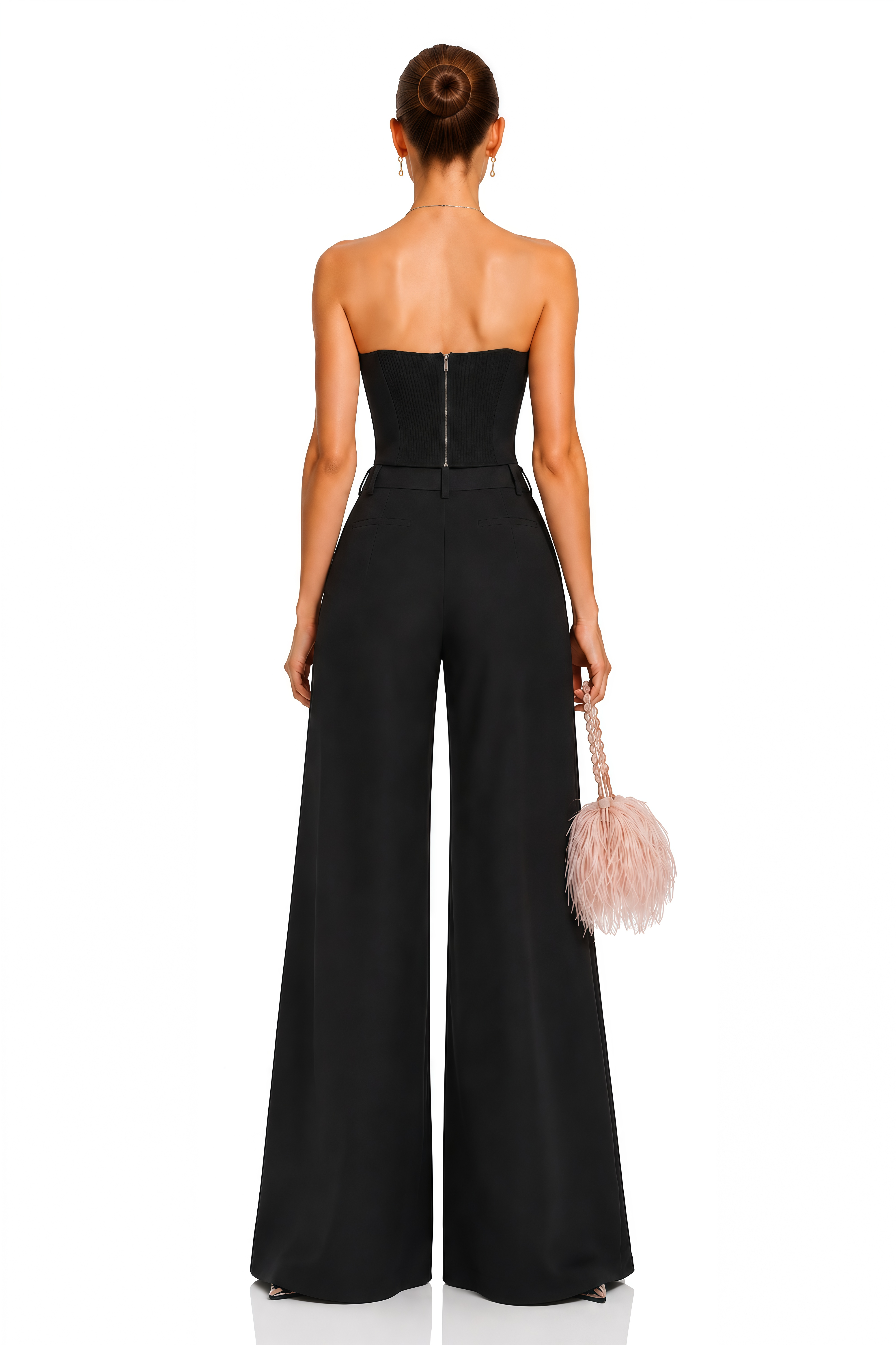 Krasava Black Sweetheart Neckline Top & Trousers Set