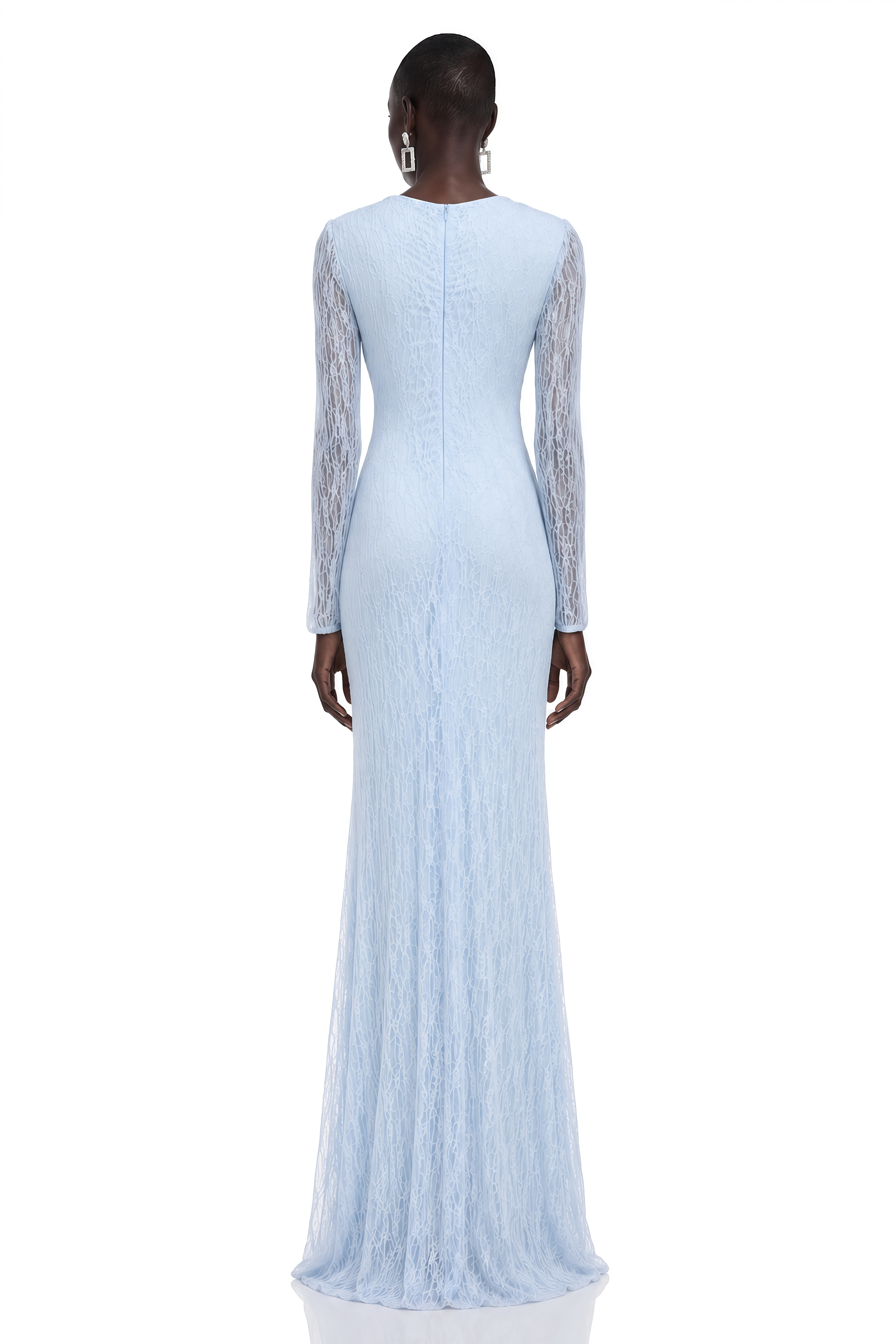 Elva Baby Blue Crystal-Embellished Draped Maxi Dress