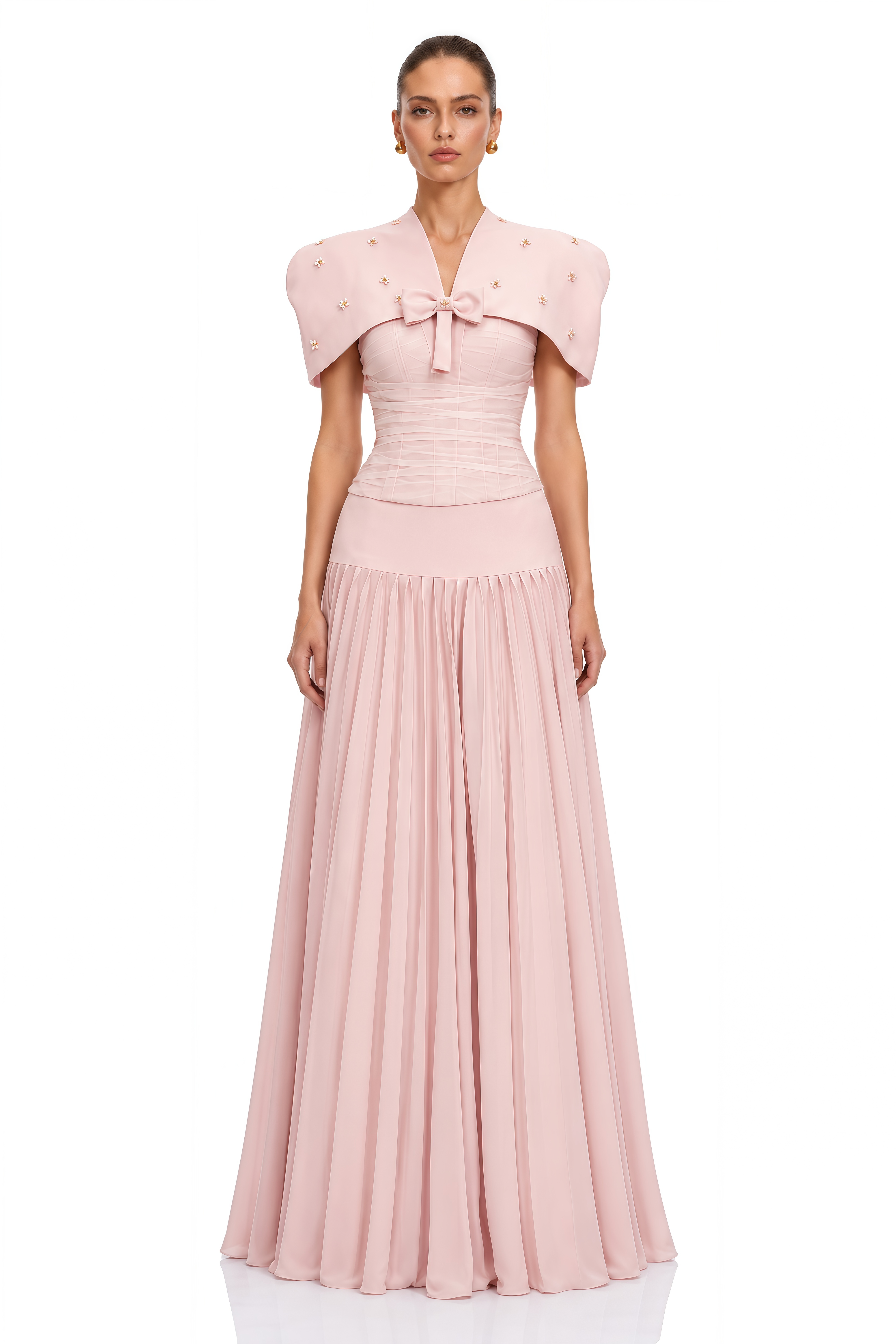 Priscille Pink Shawl & Corset Top & Pleated Skirt Set – Miss