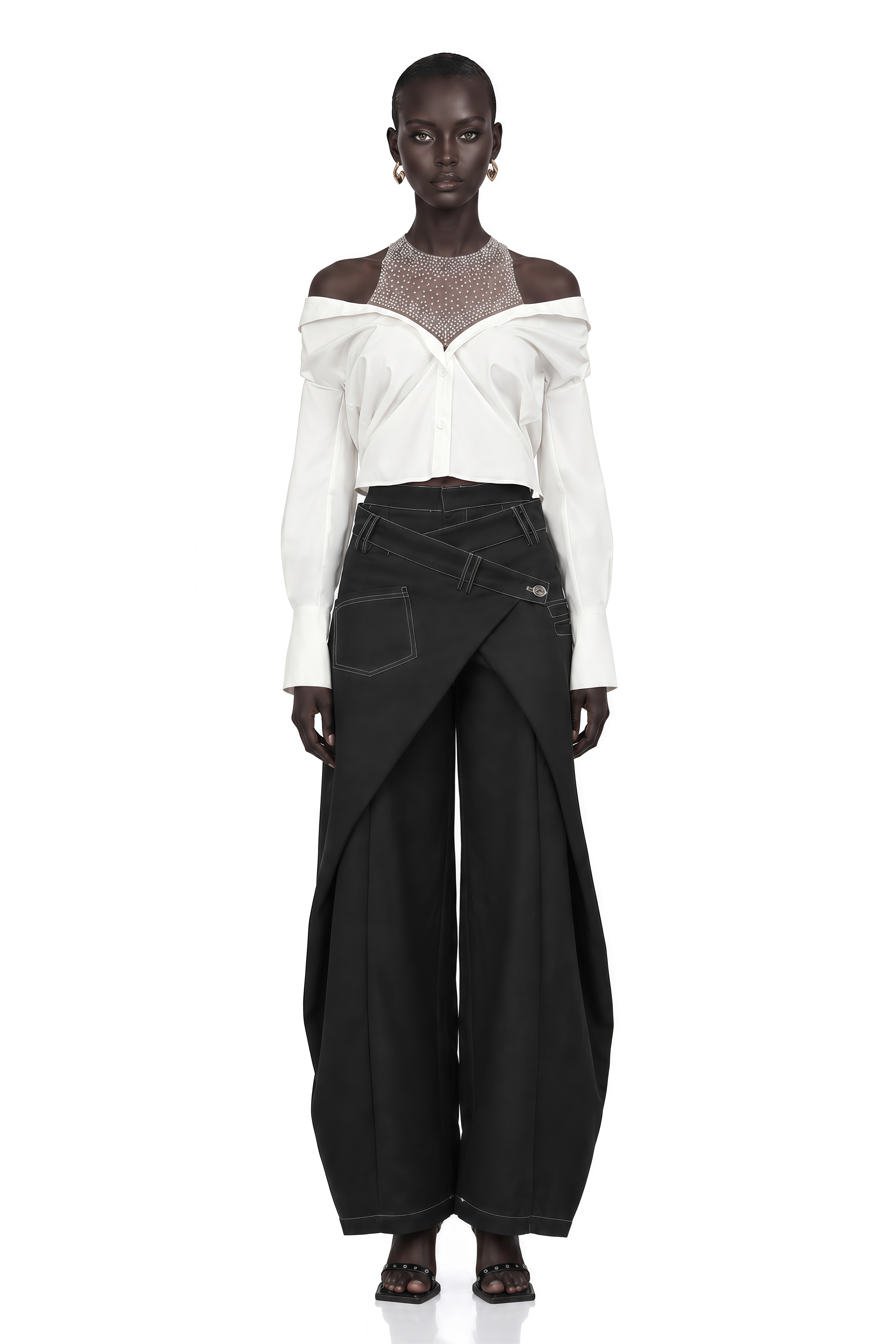 Emma Black Deconstructed Baggy Jeans