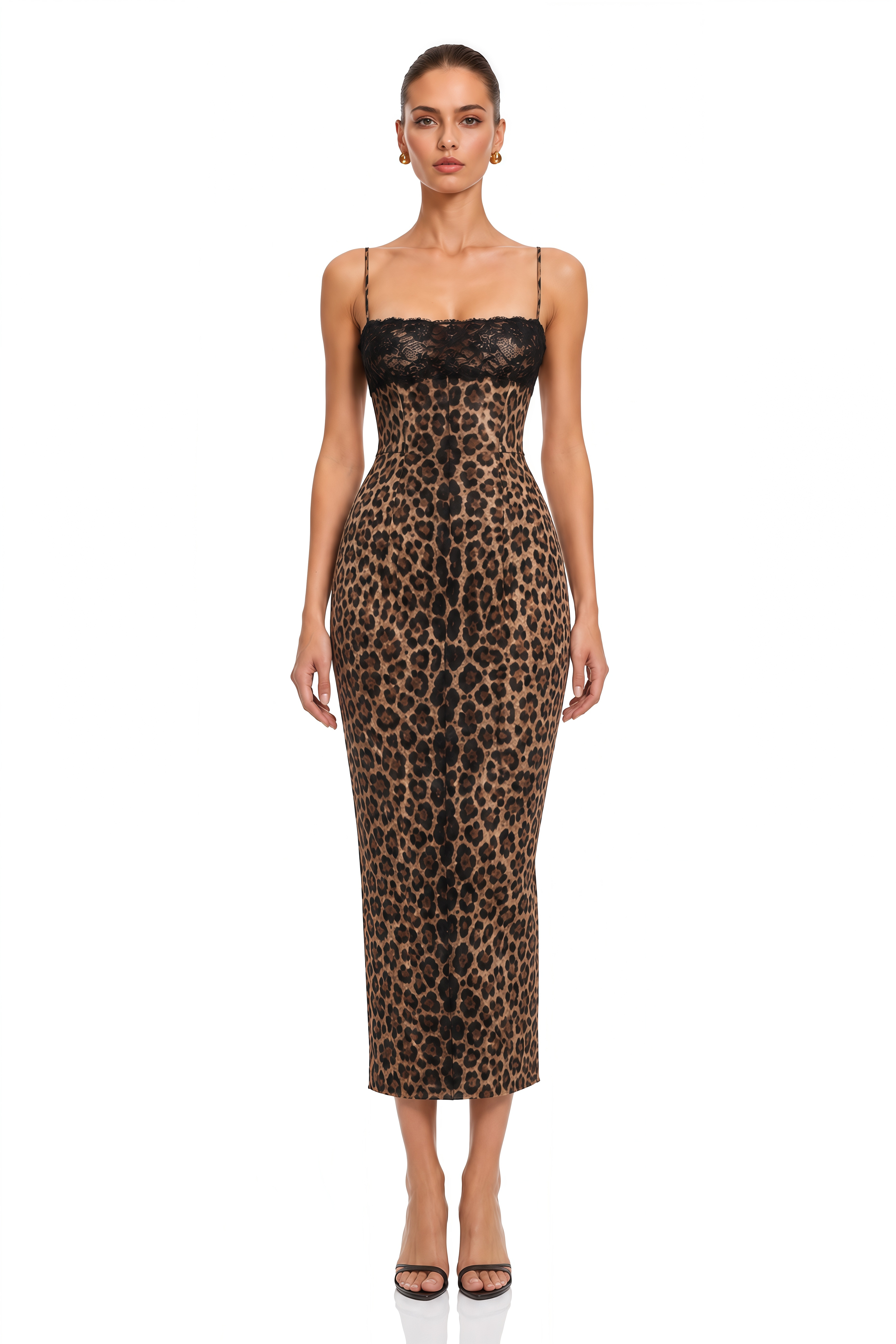 Pamela Brown Leopard Sequin Embellished Midi Dress