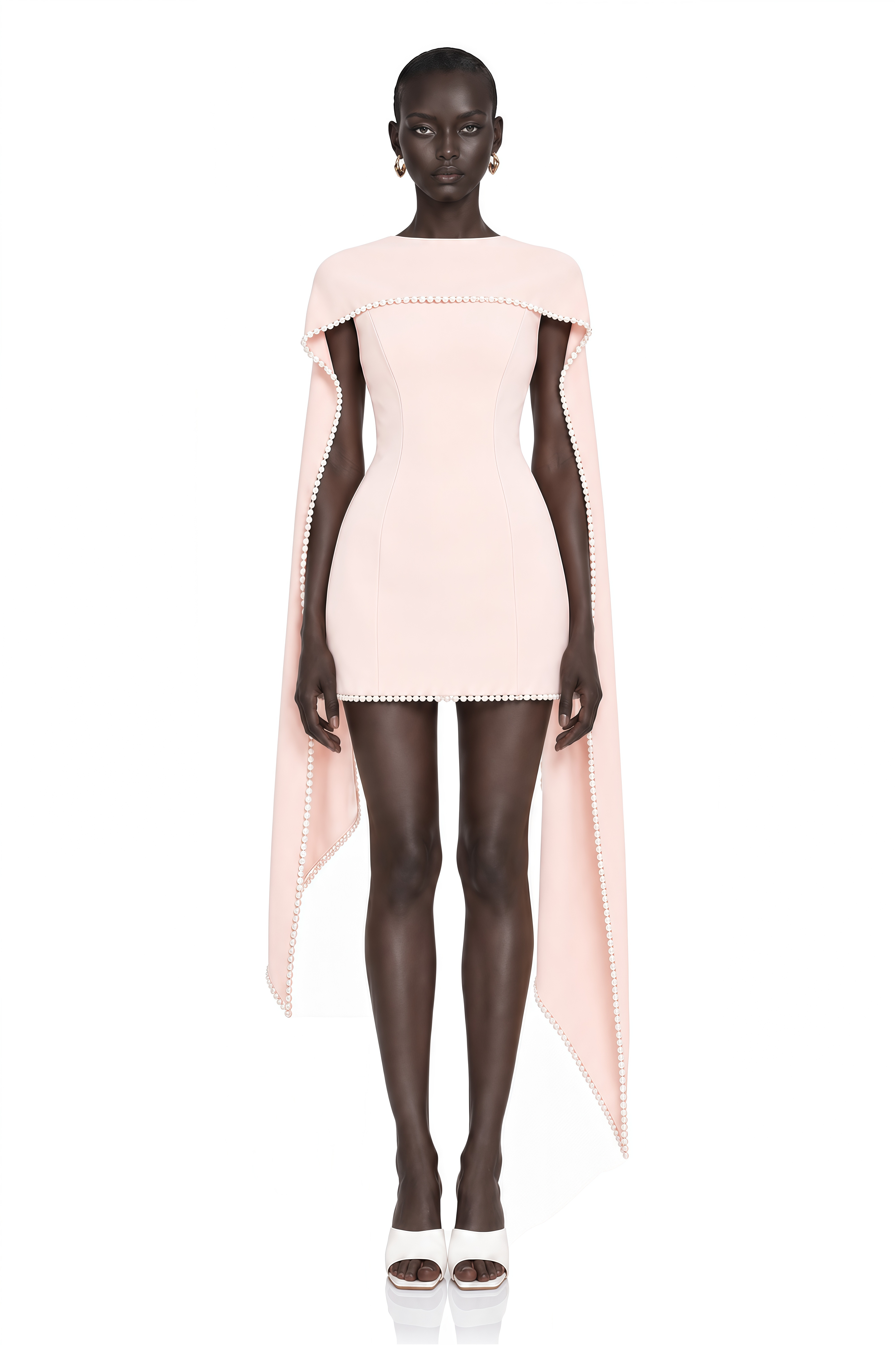 Piroska Pink Sleeveless Pearl Trim Mini Dress