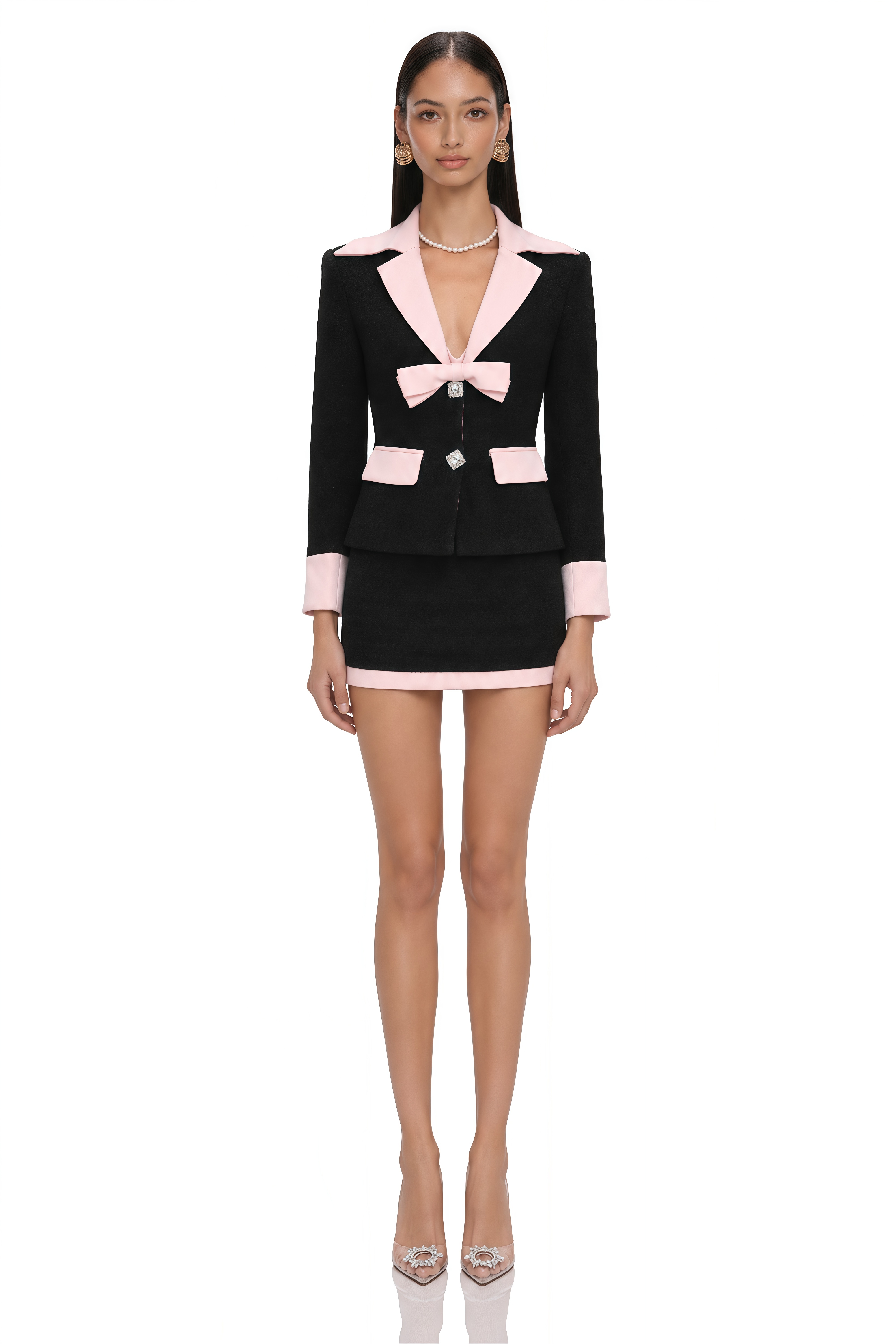 Uaine Black Two-Piece Jacket and Skirt Set