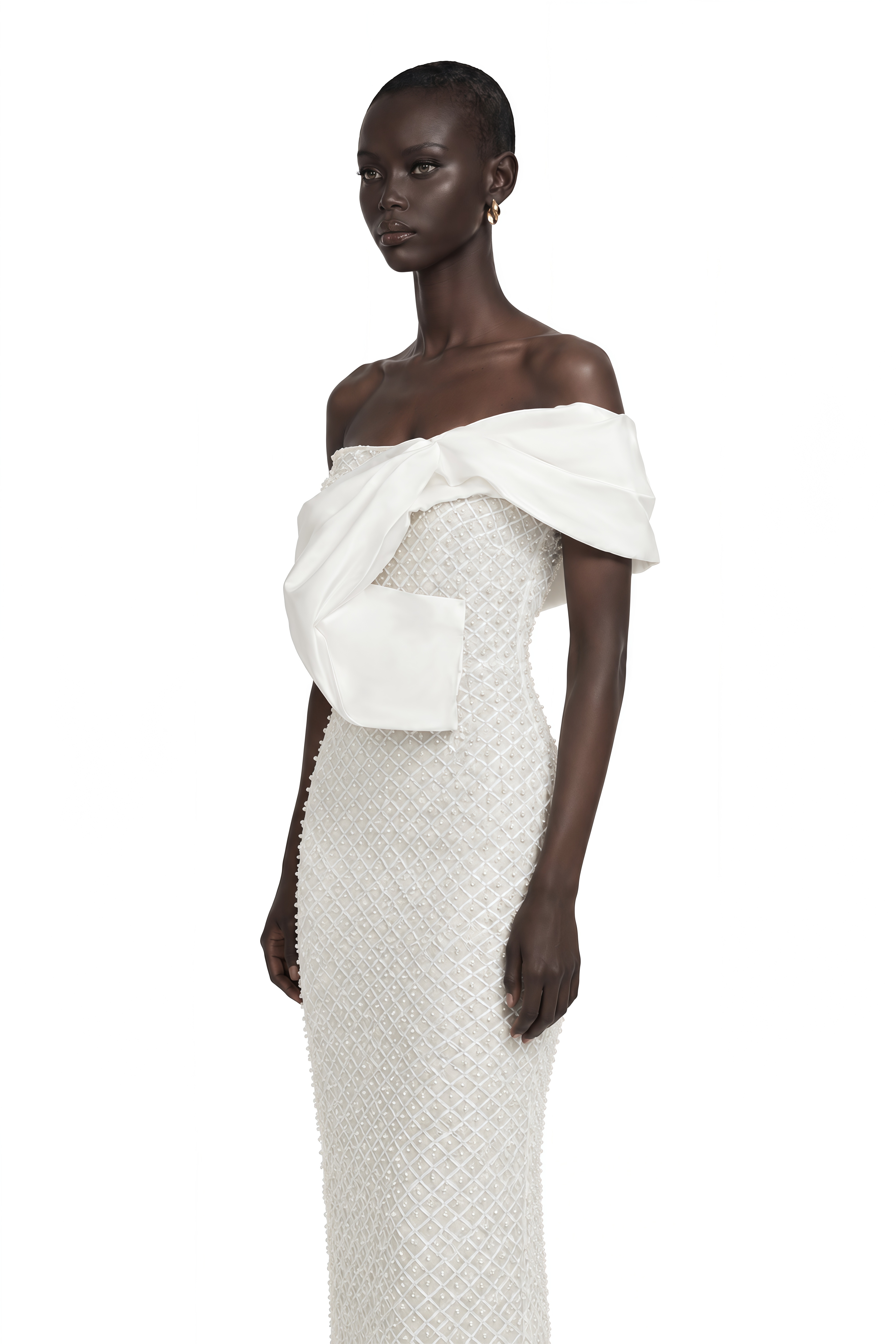 Maura Faux-Pearl Off-Shoulder Dress