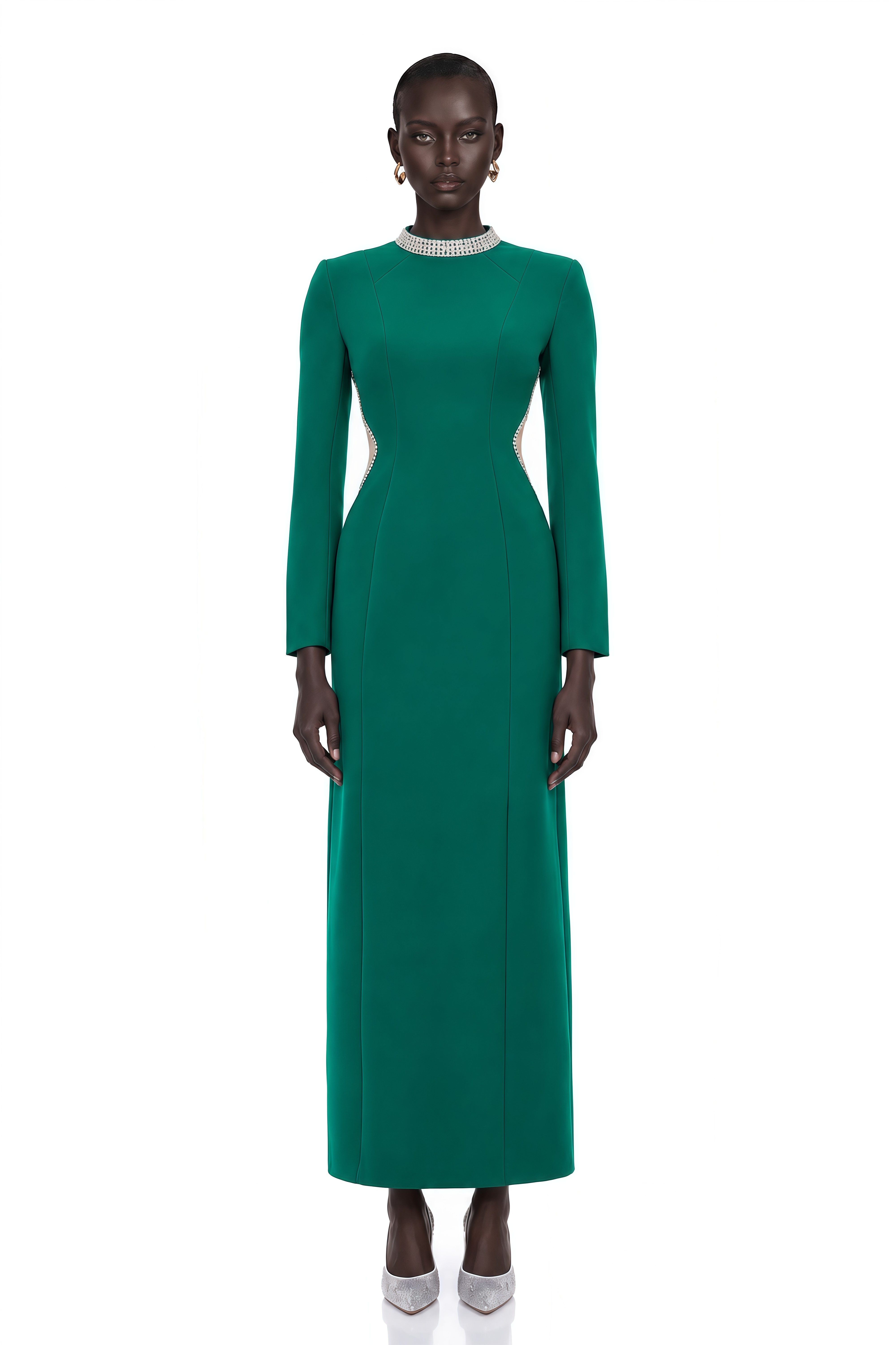 Hadley Green Cut-Out Crystal Maxi Dress