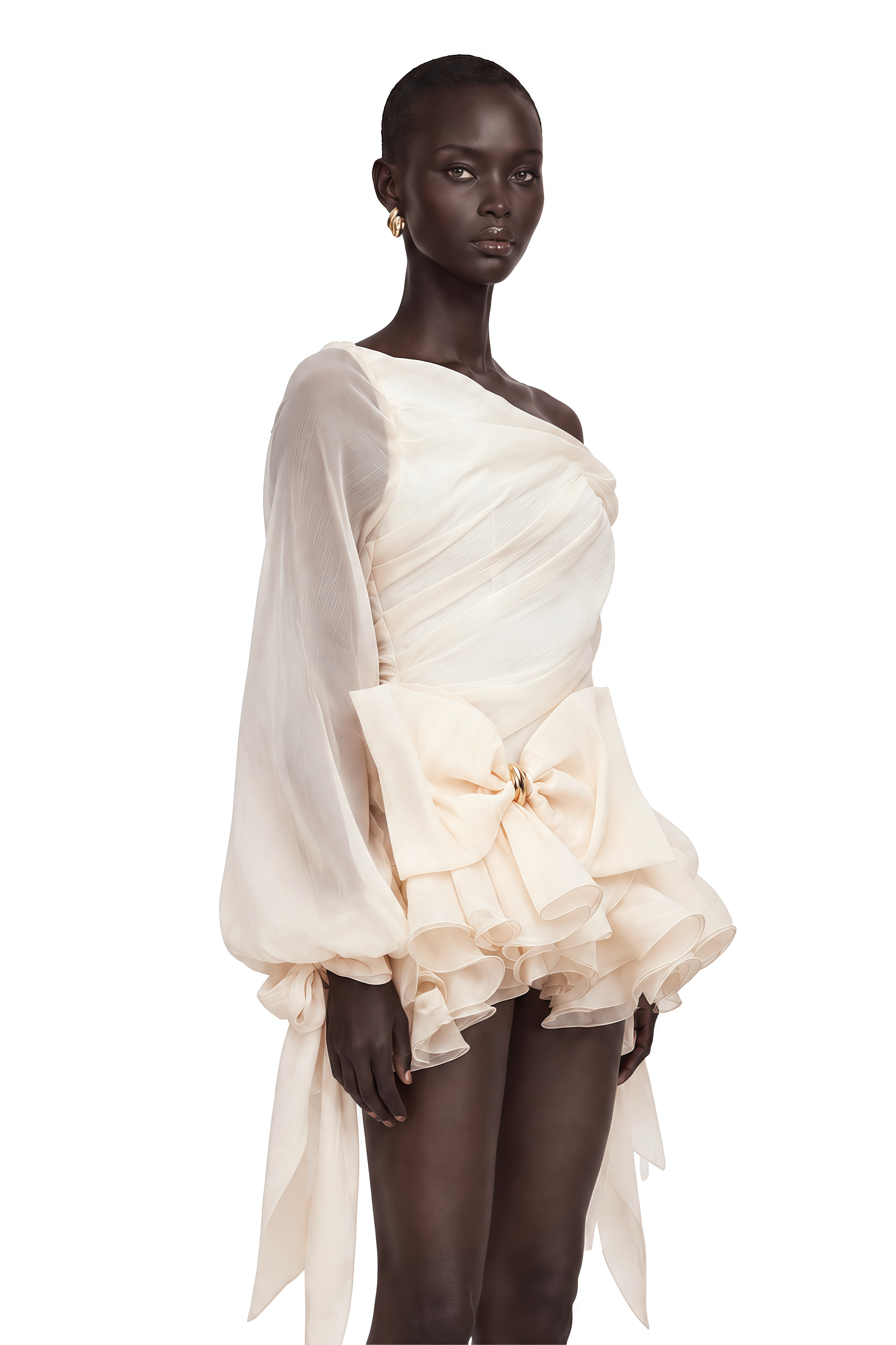 Irina White Bowknot Bubble Mini Dress