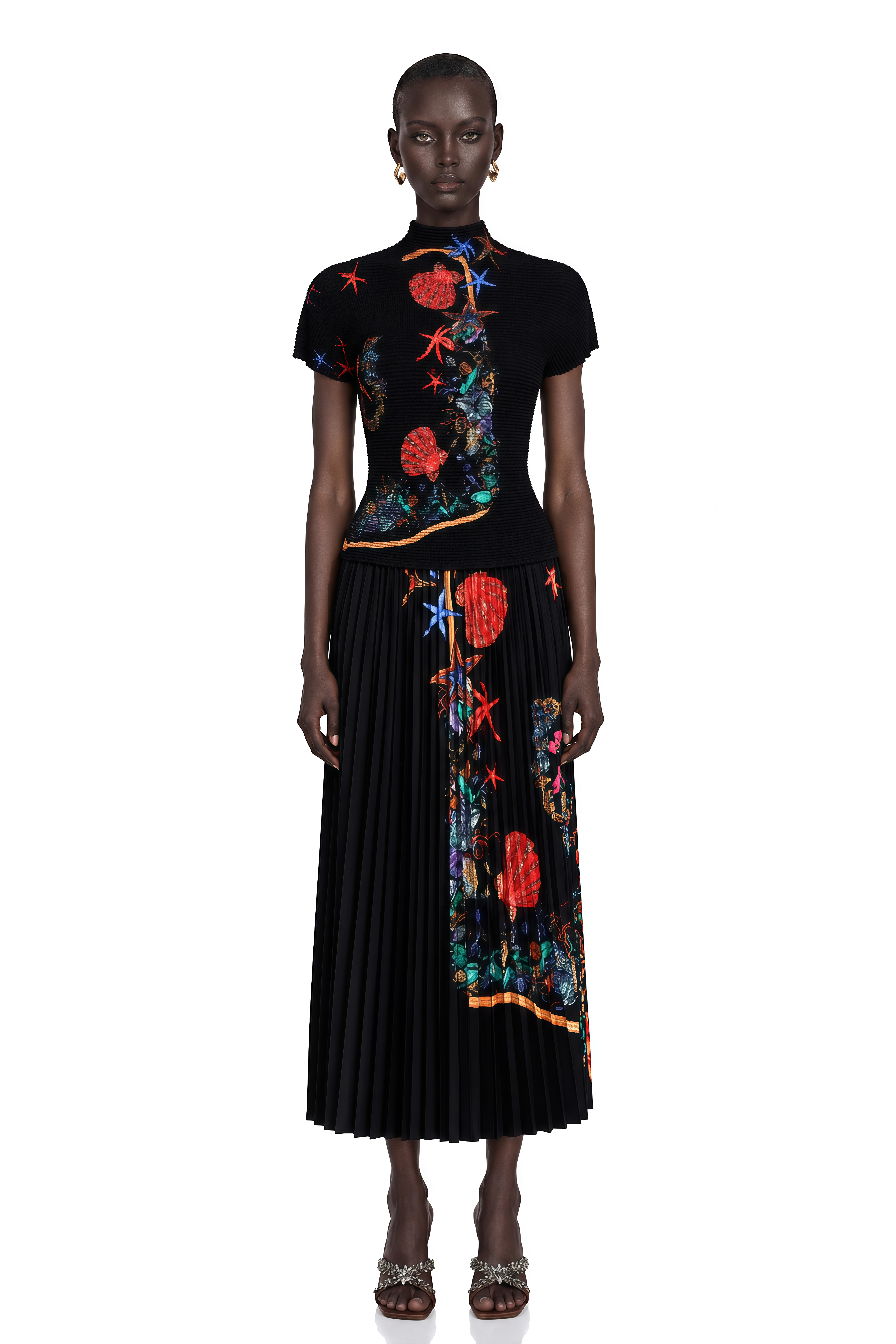Josiane Pattern-Print Knitted Top & Skirt Matching Set