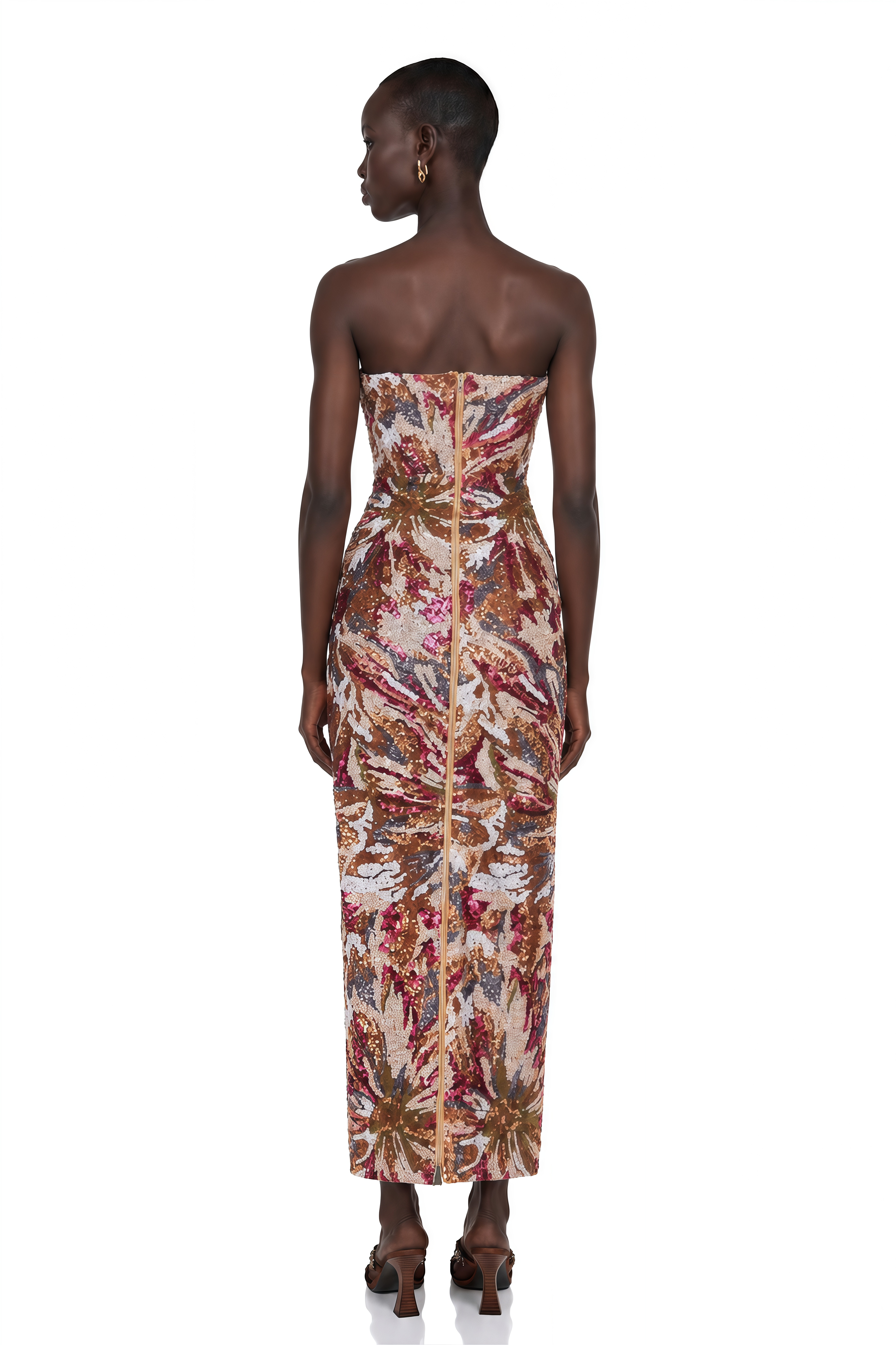 Stefania Pink Off Shoulder Floral Embroidered Maxi Dress