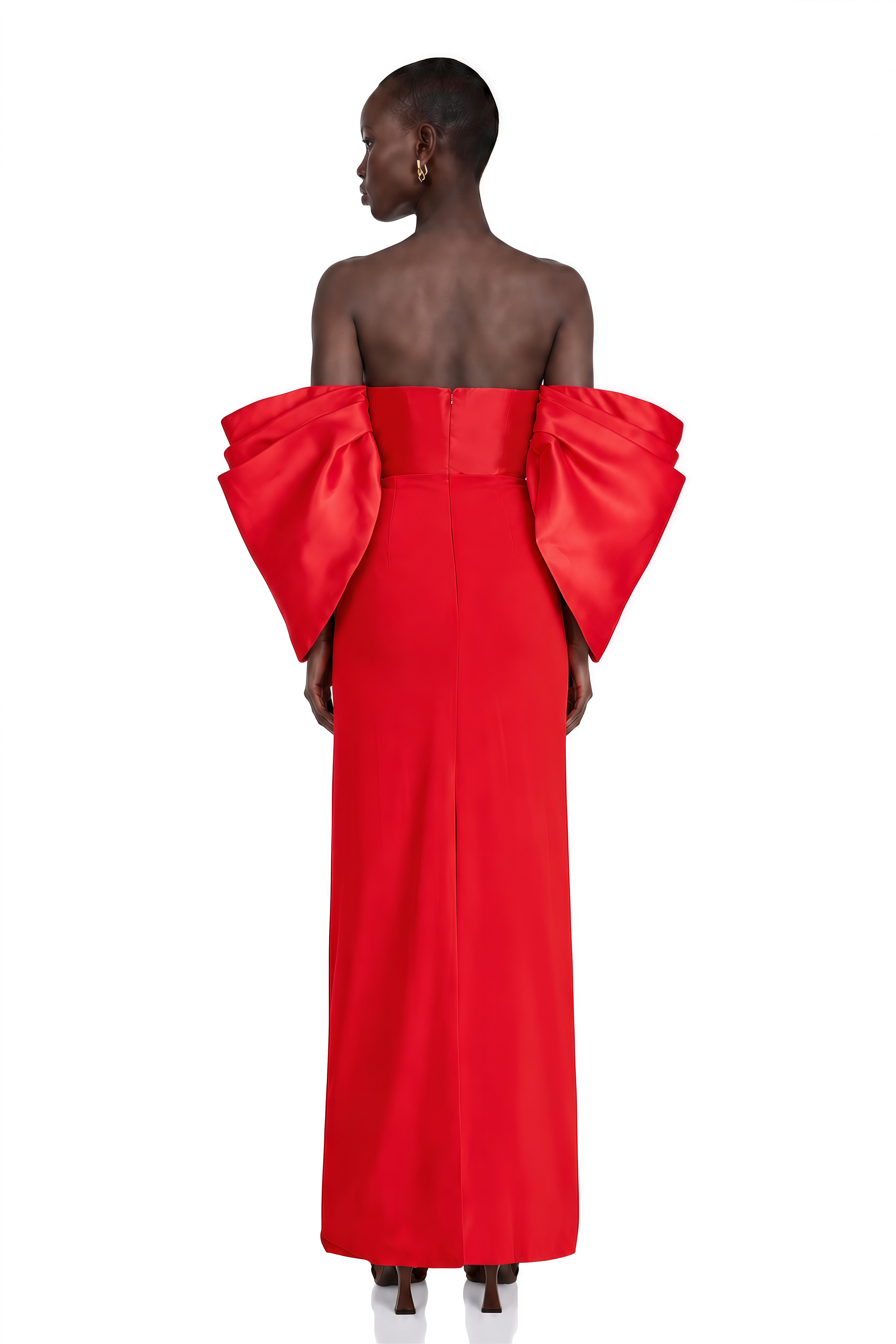 Verity Red Off Shoulder Gathered Maxi Gown