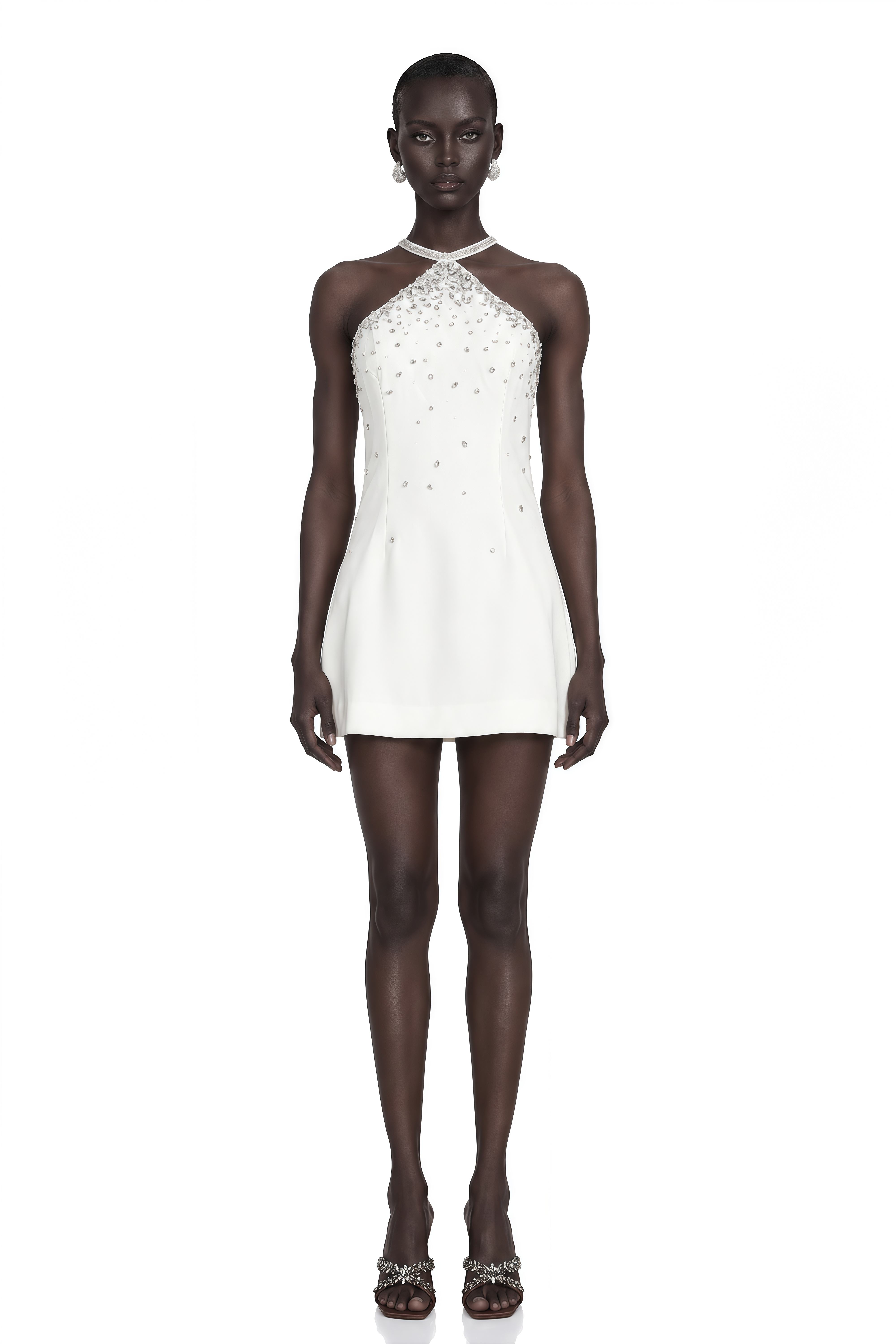Xanthea White Embellished Mini Dress