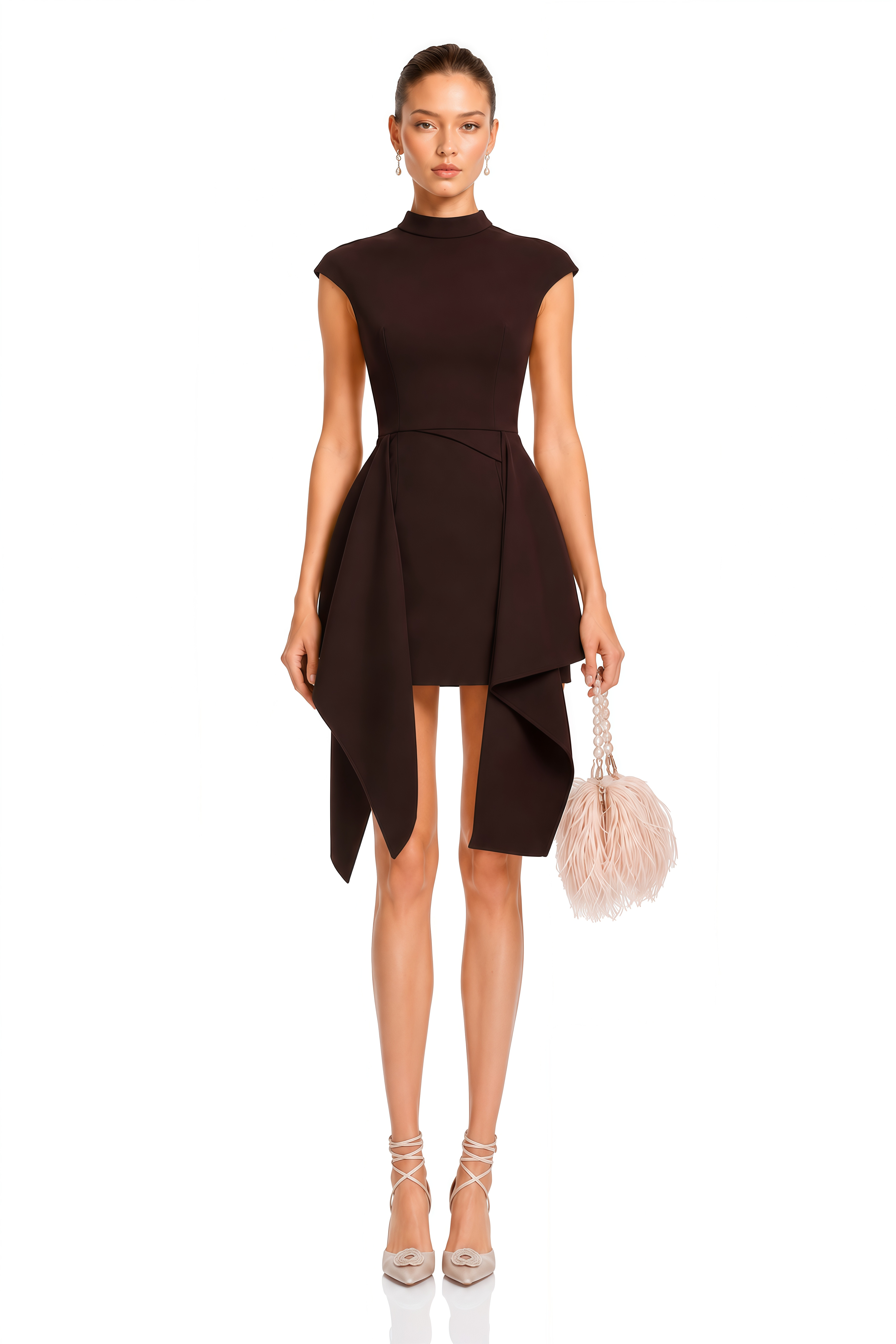 Dakota Brown Mini Dress with Ribbon