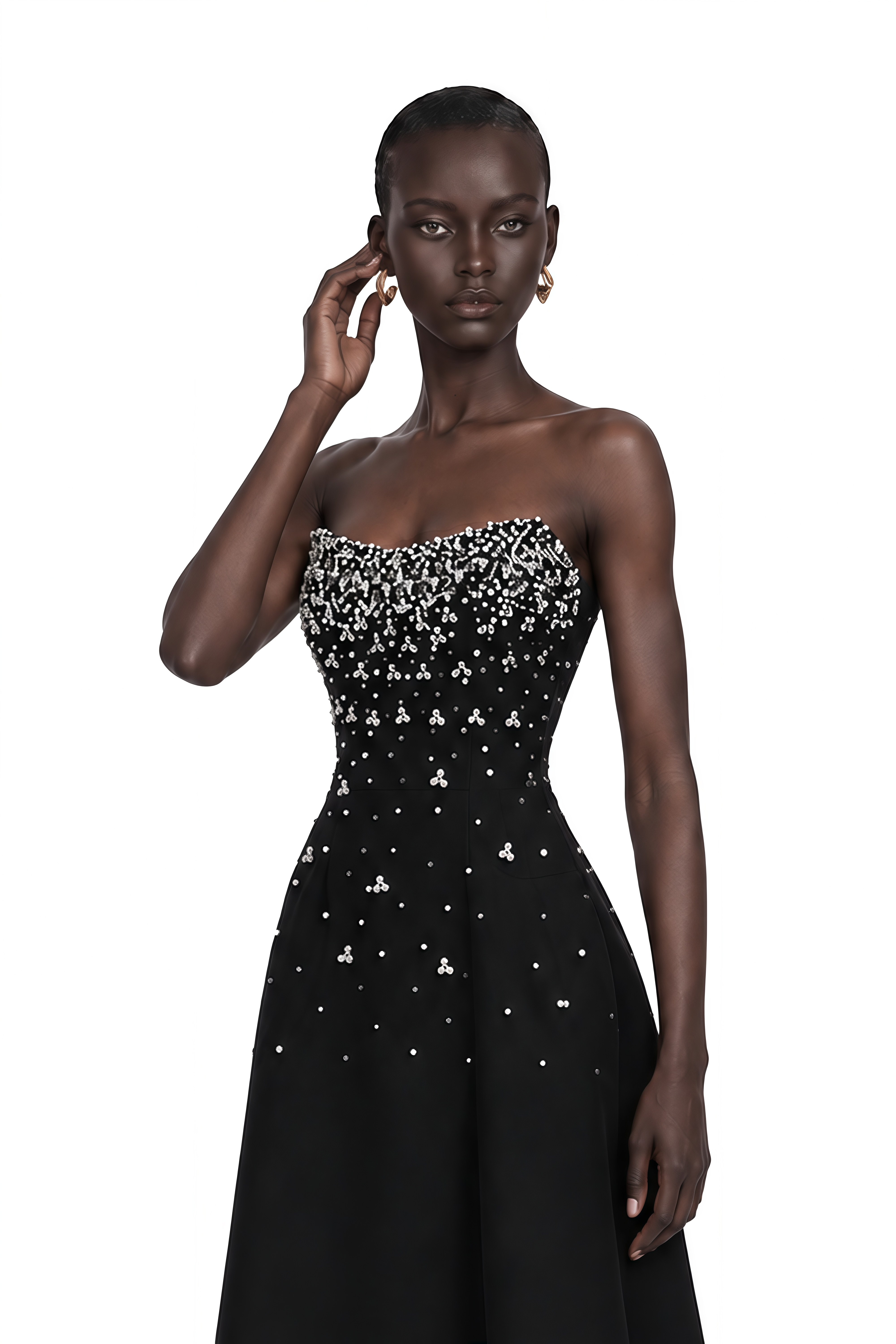 Melisande Black Embellished Maxi Dress