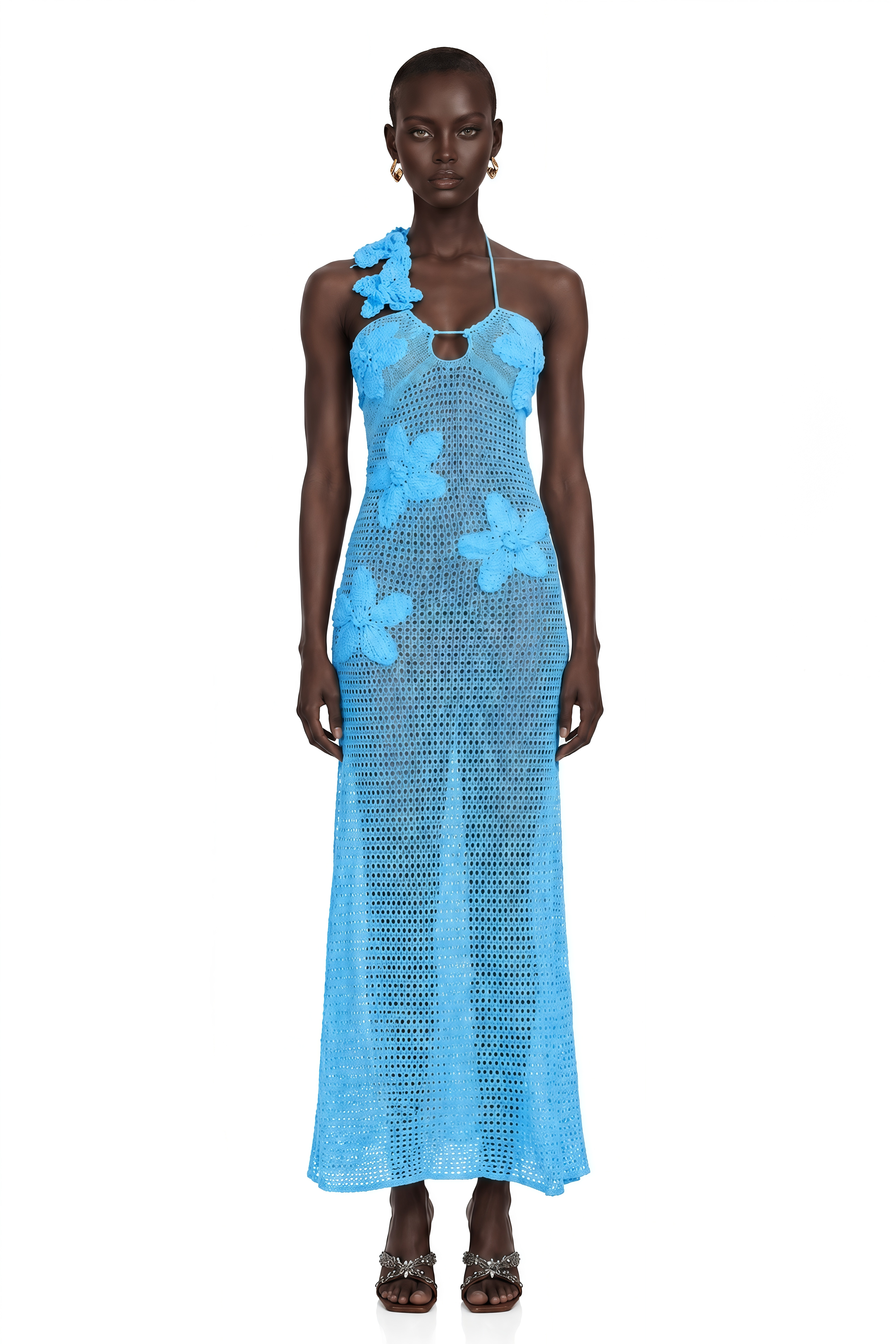 Diane Crochet Faux-Flower Embellished Maxi Dress