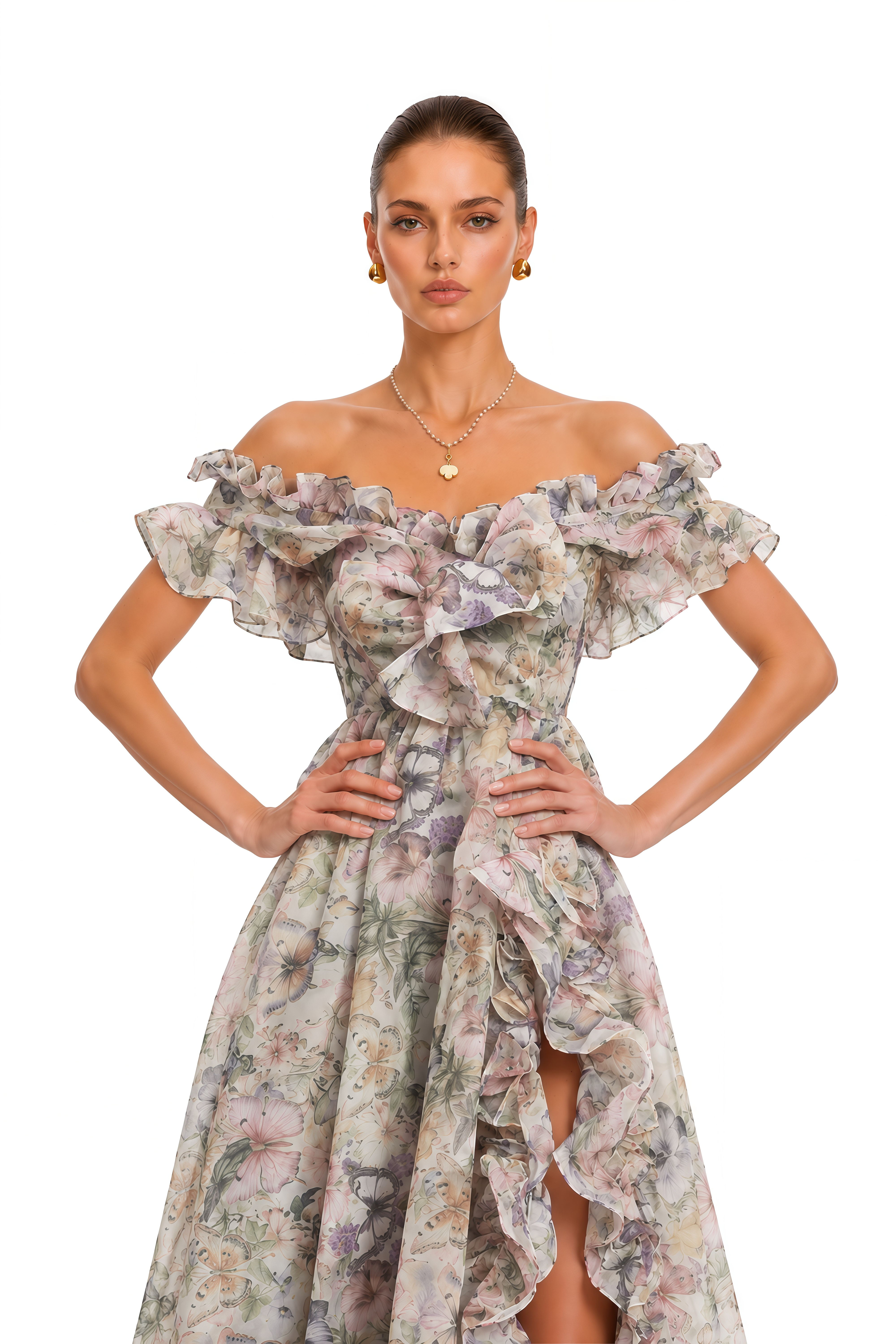 Margaux Off-Shoulder Ruffled Midi Dress