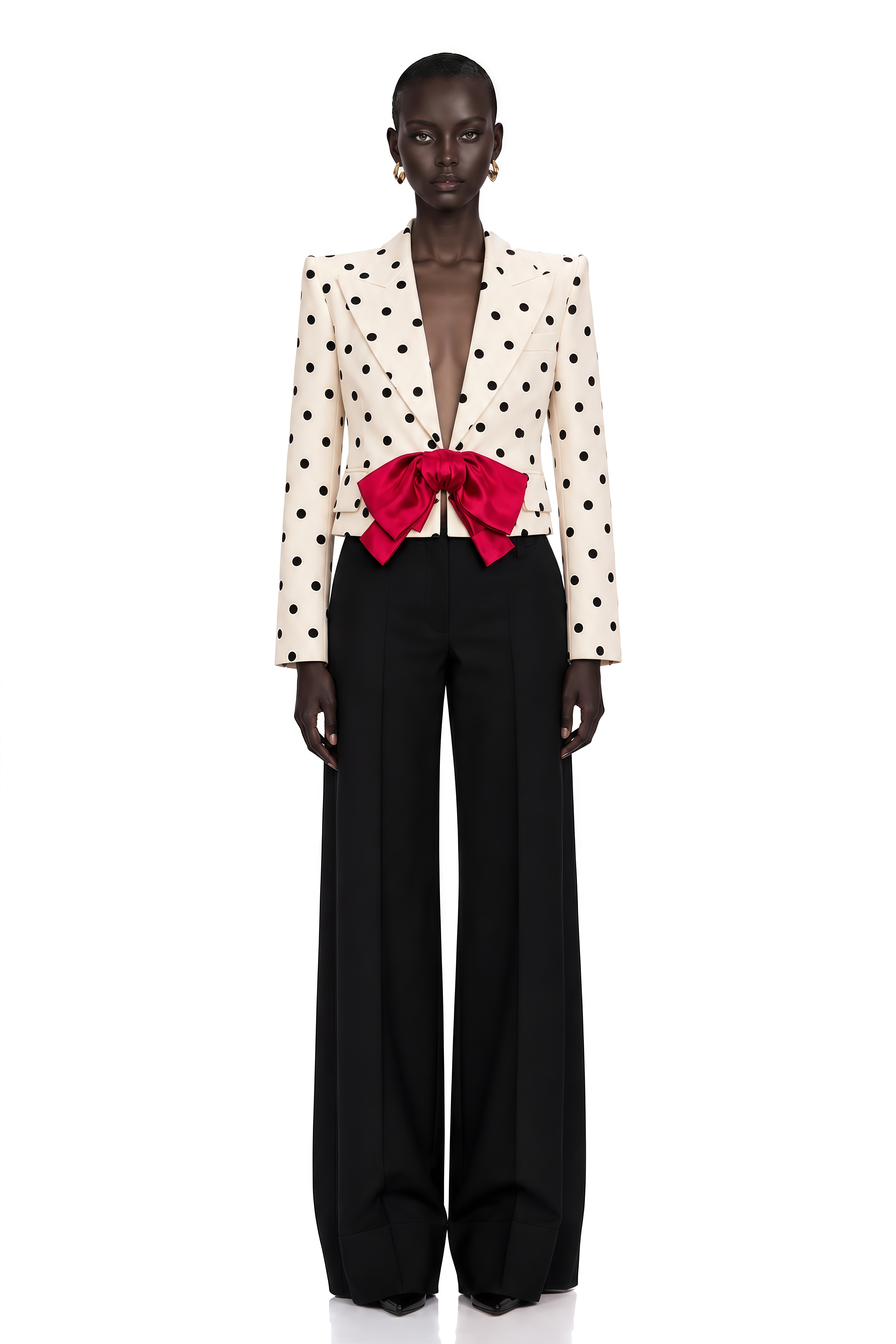 Valentine White Bowknot Polka Dot Short Jacket
