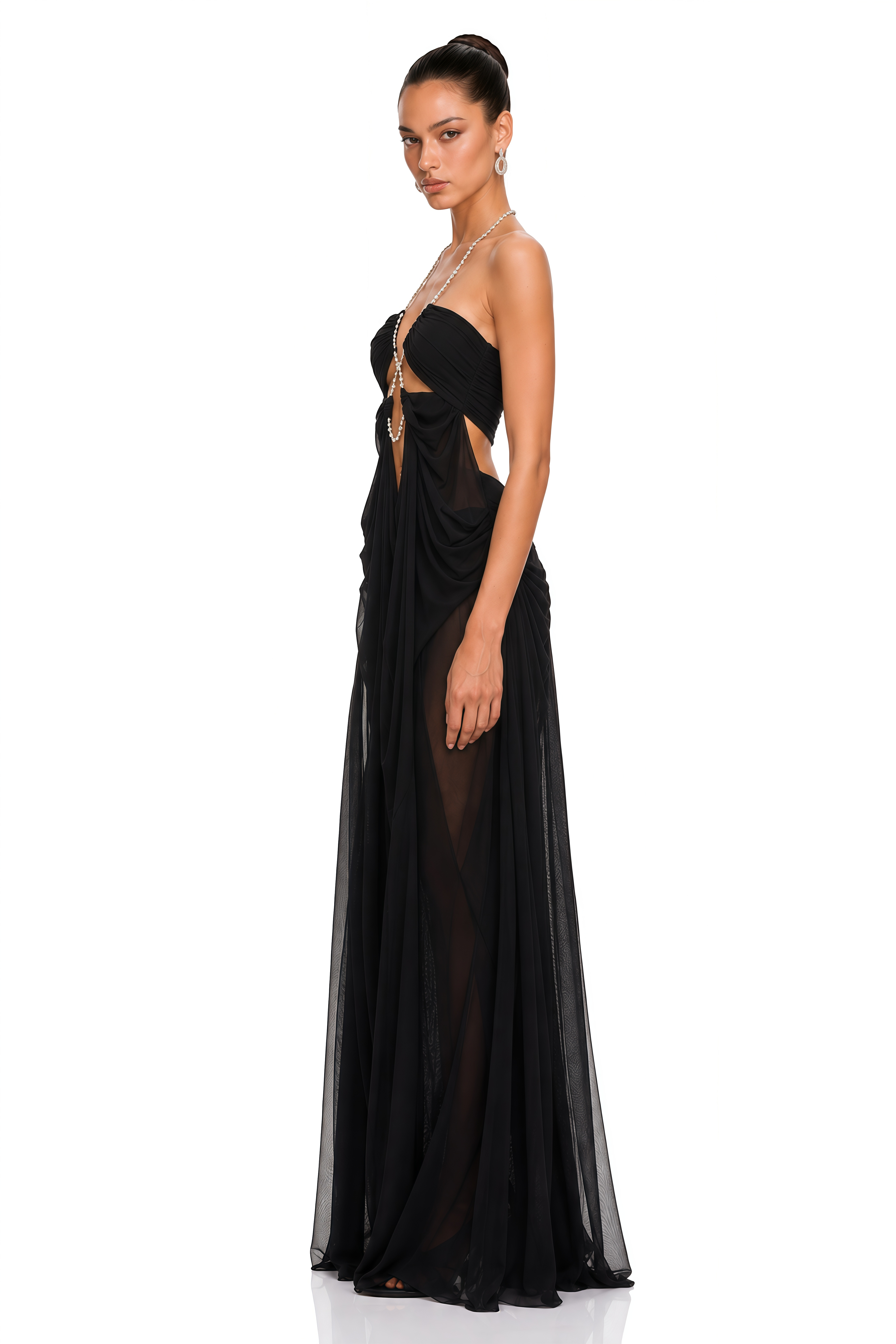 Ronit Black Semi-Sheer Mesh Maxi Dress – Miss Rosier - Women's