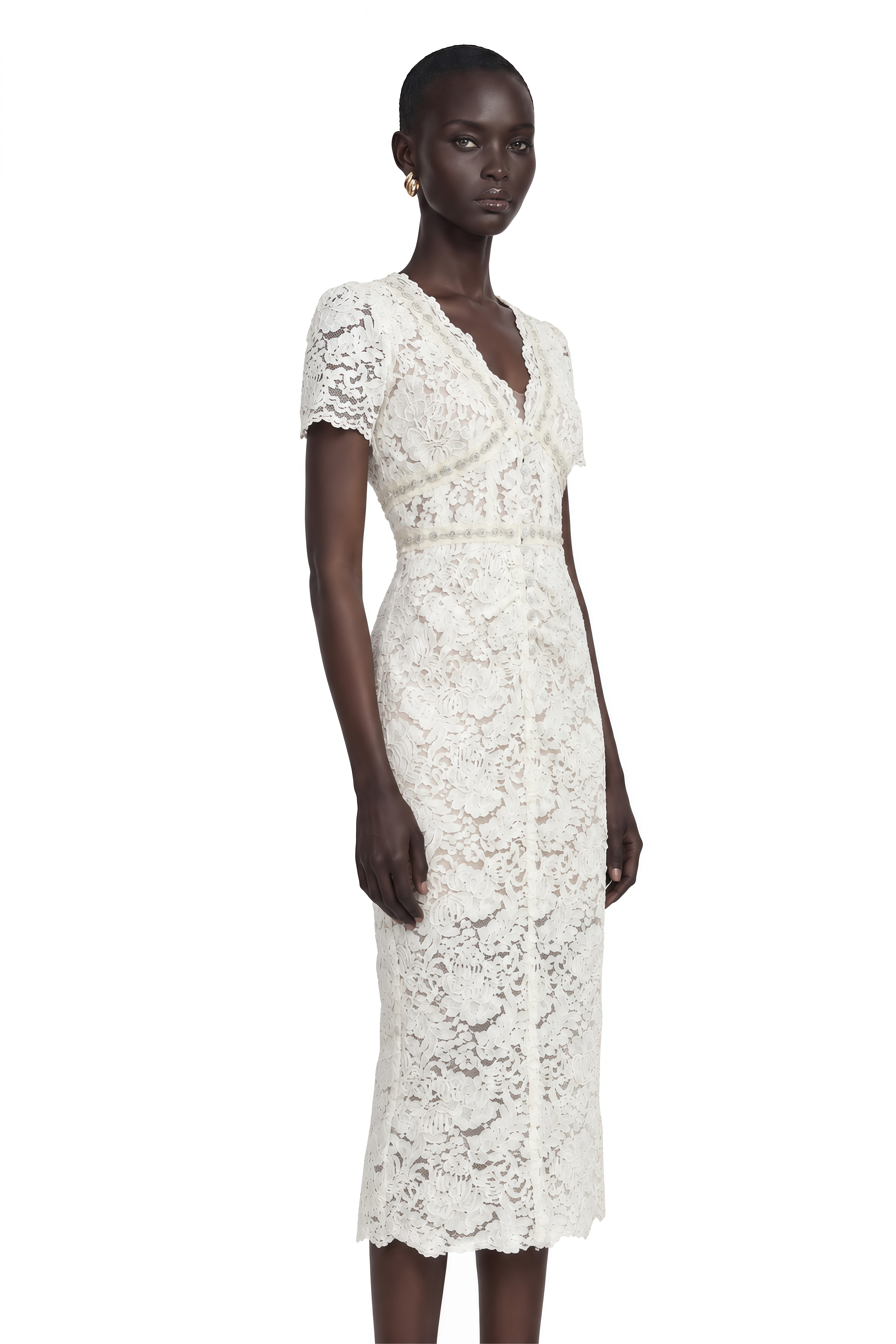 Kalena Embellished Lace Midi Dress