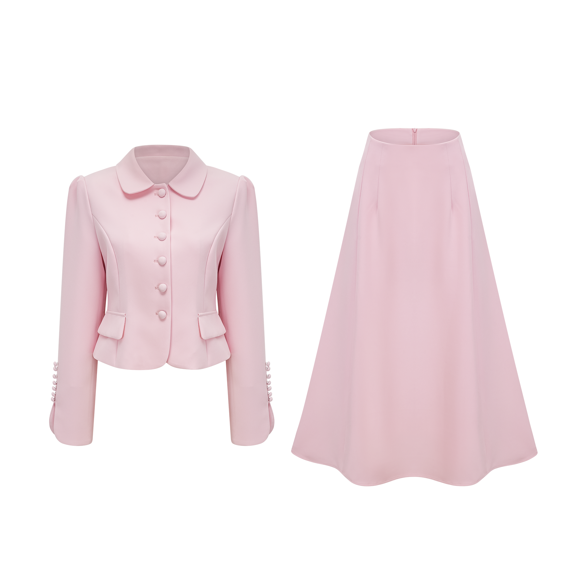Pink Peter Pan Collar Jacket & Skirt