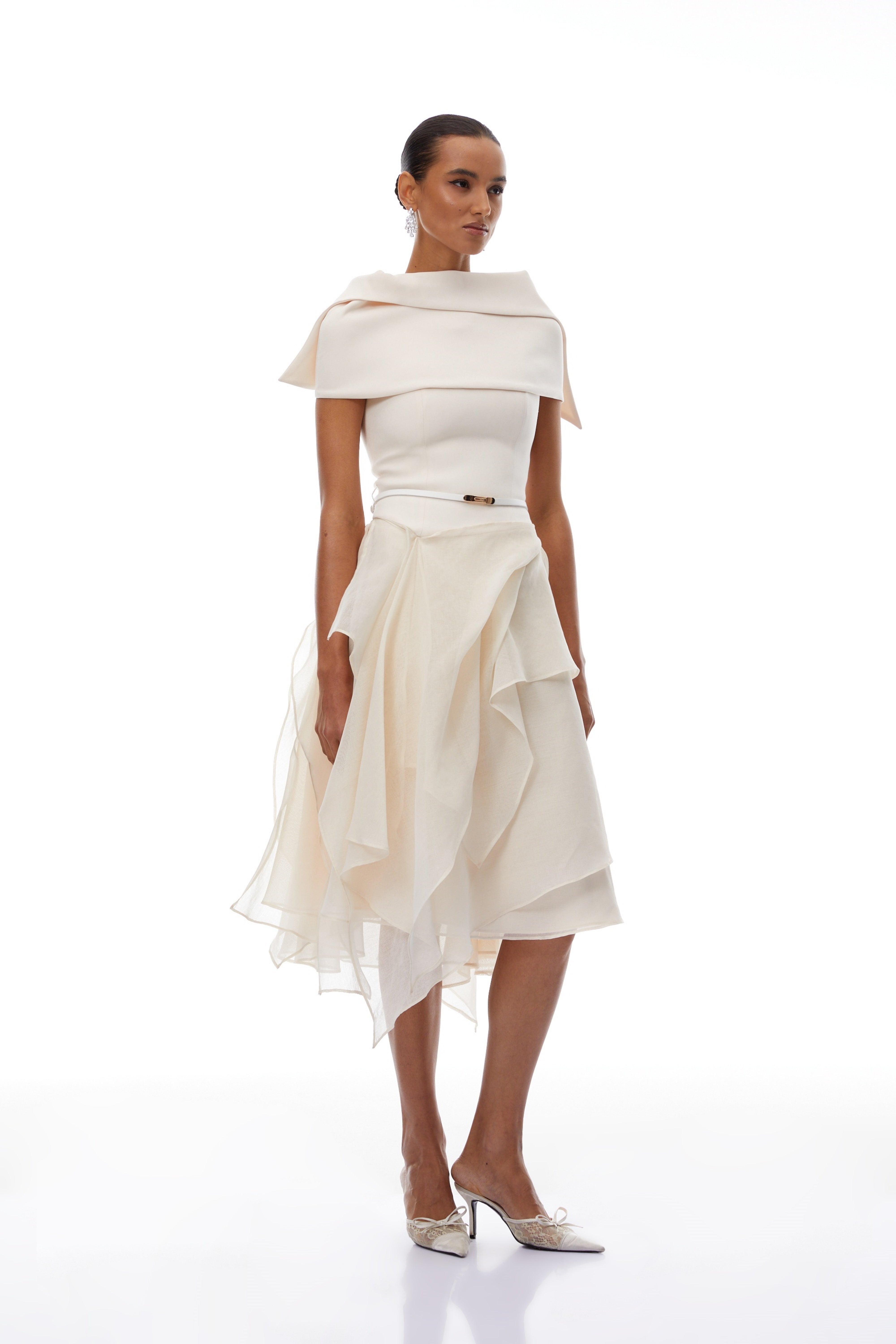 Asymmetrical Layered A-line Midi Dress