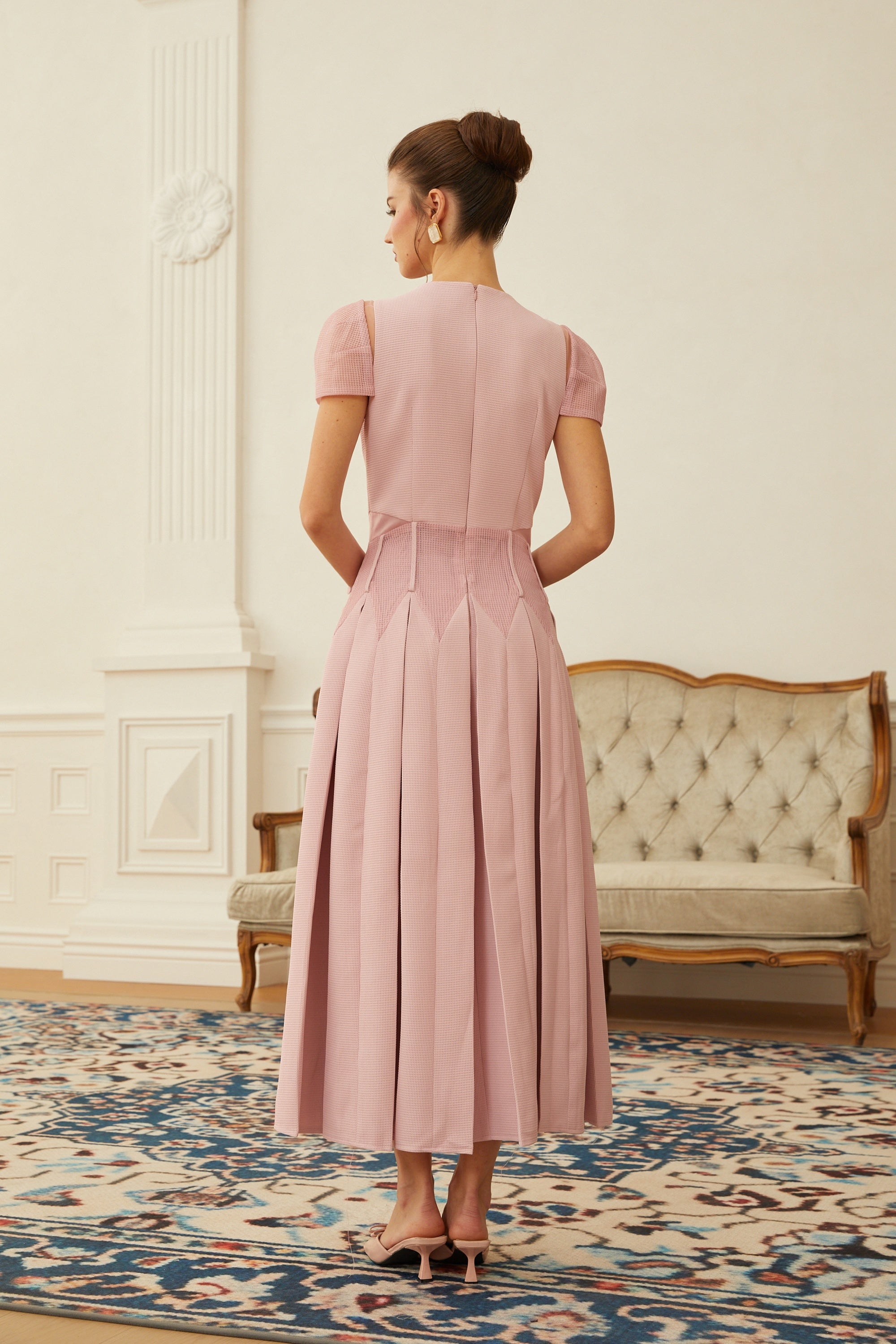 Pink Flower Embroidered Maxi Dress