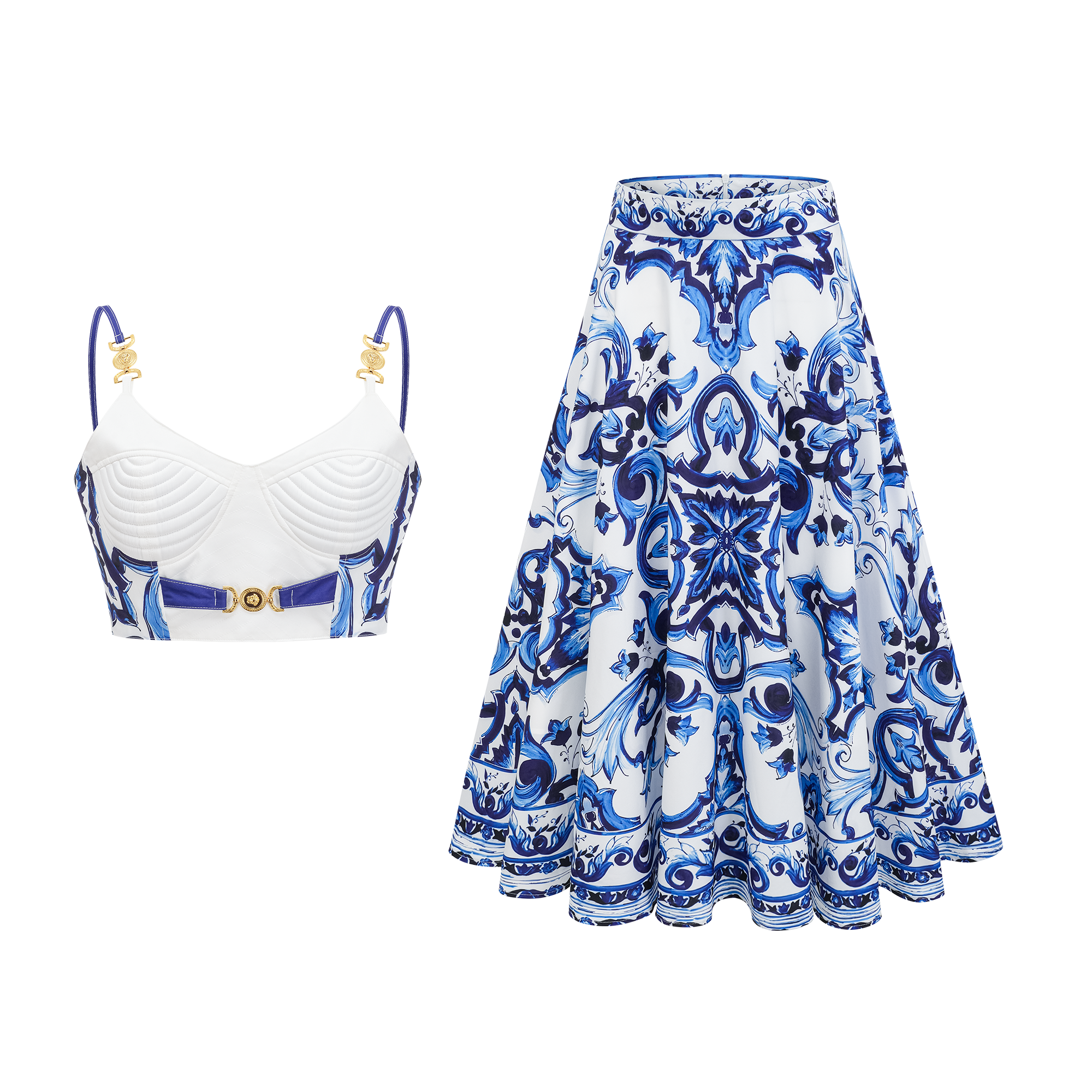 Graphic Print Top & Skirt Set