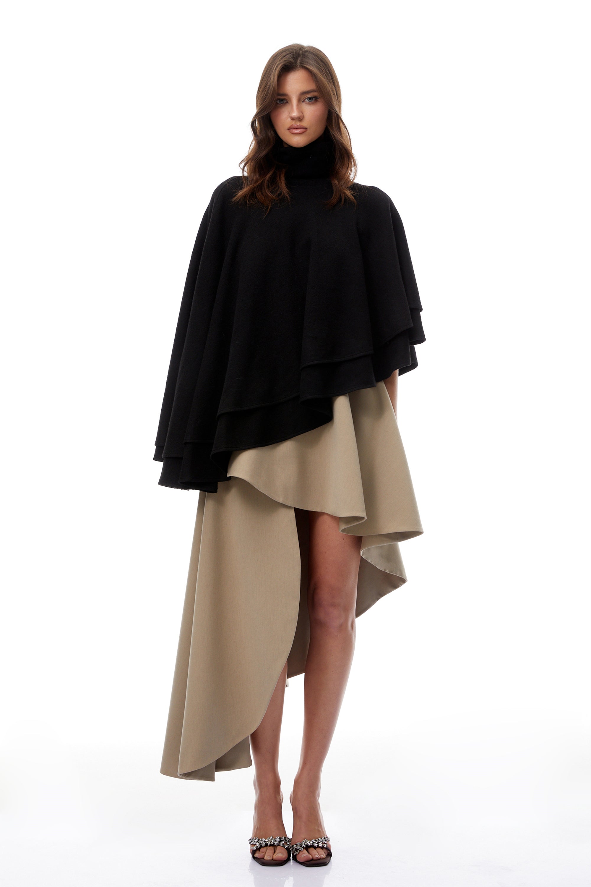 Draped Asymmetrical Mini Skirt