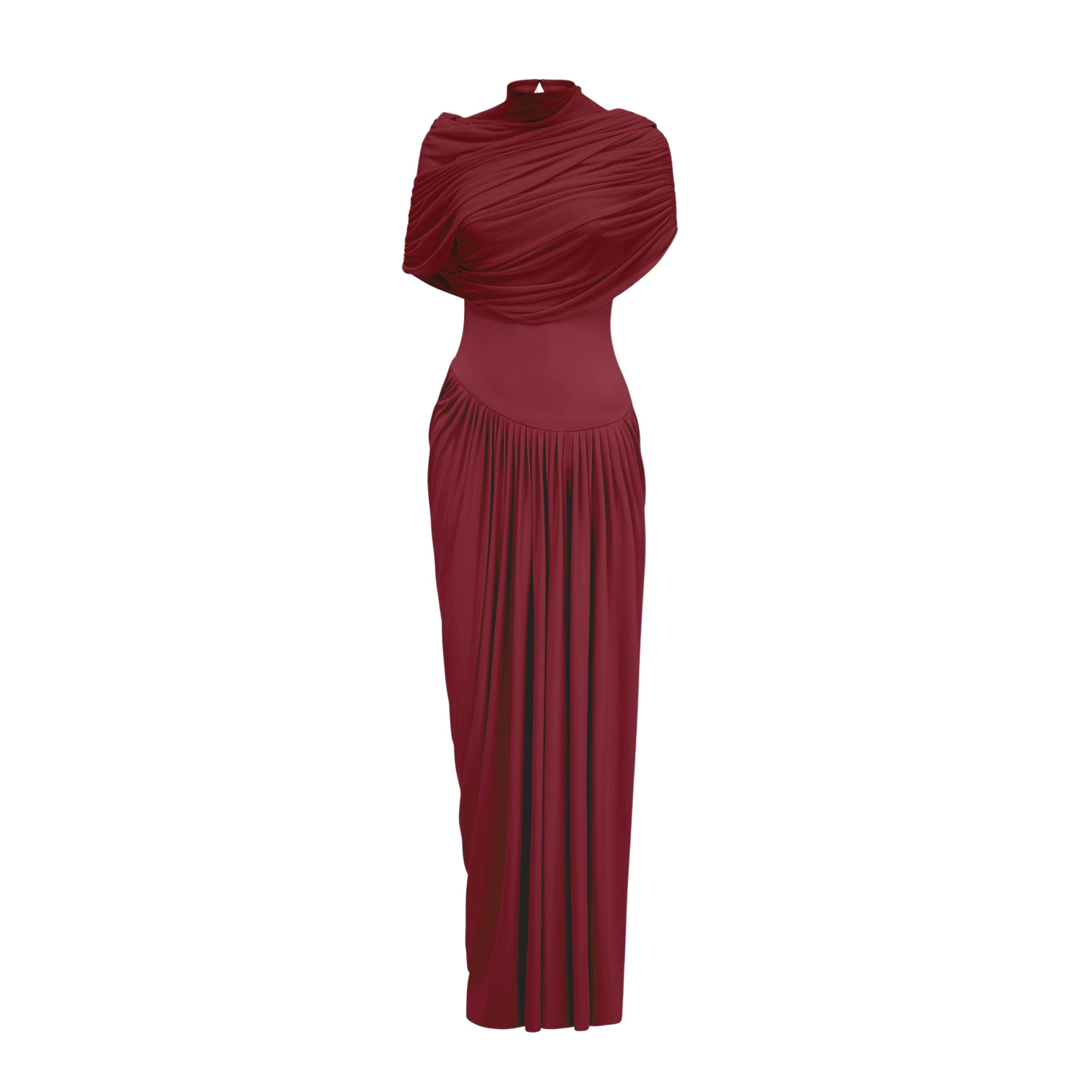 Asymmetric Pleated Maxi Dress