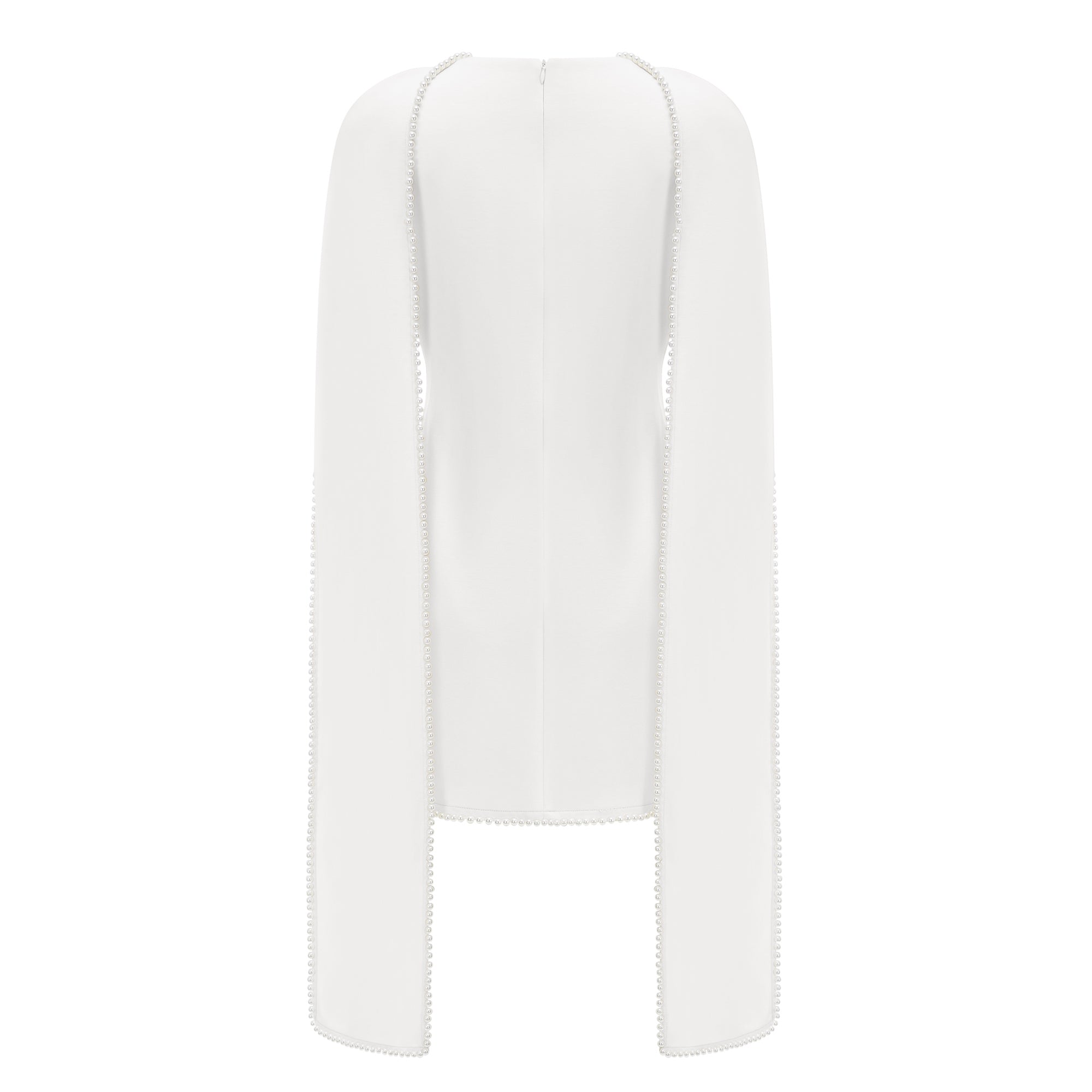 White Sleeveless Pearl Trim Mini Dress