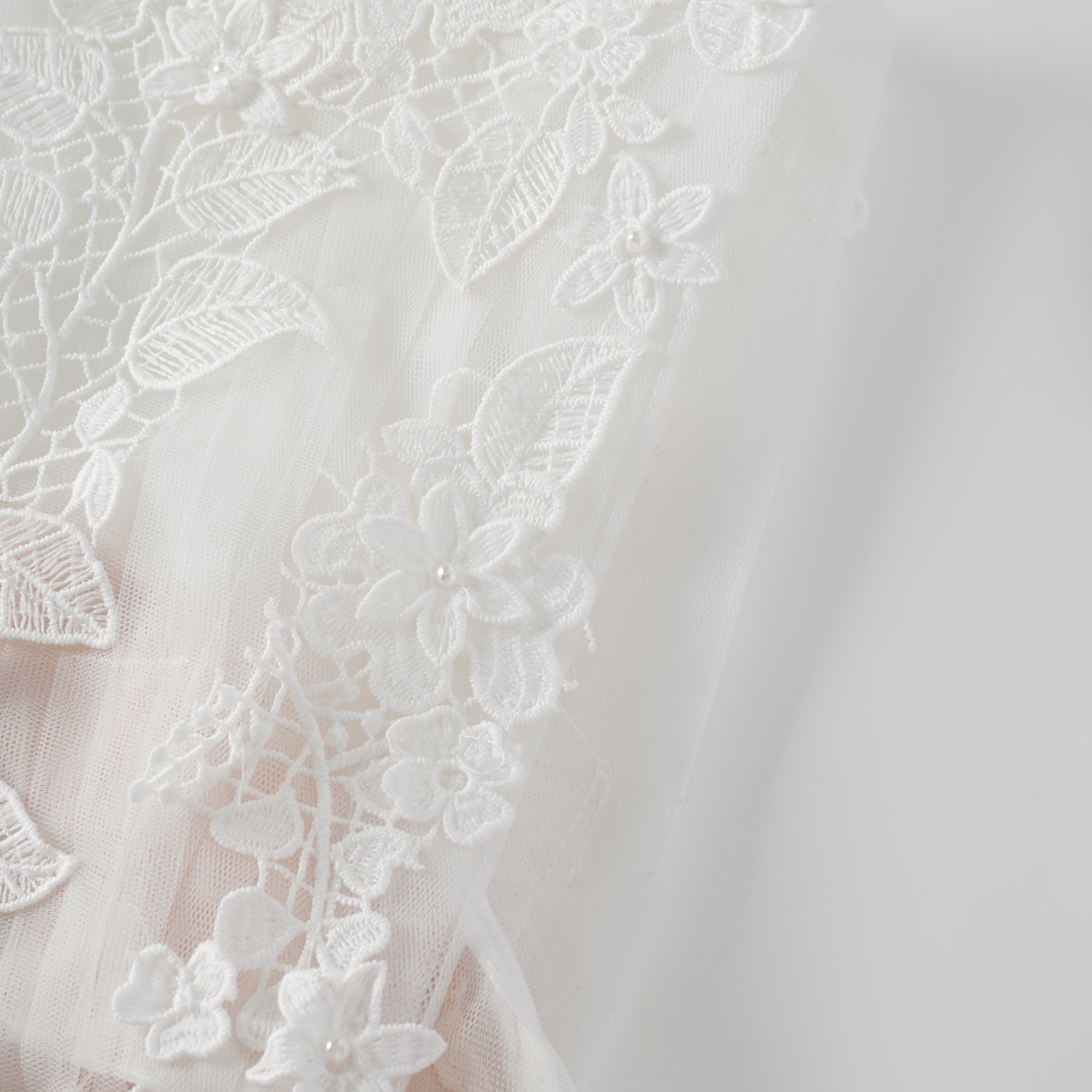 Flower-Appliqué Tulle Midi Dress