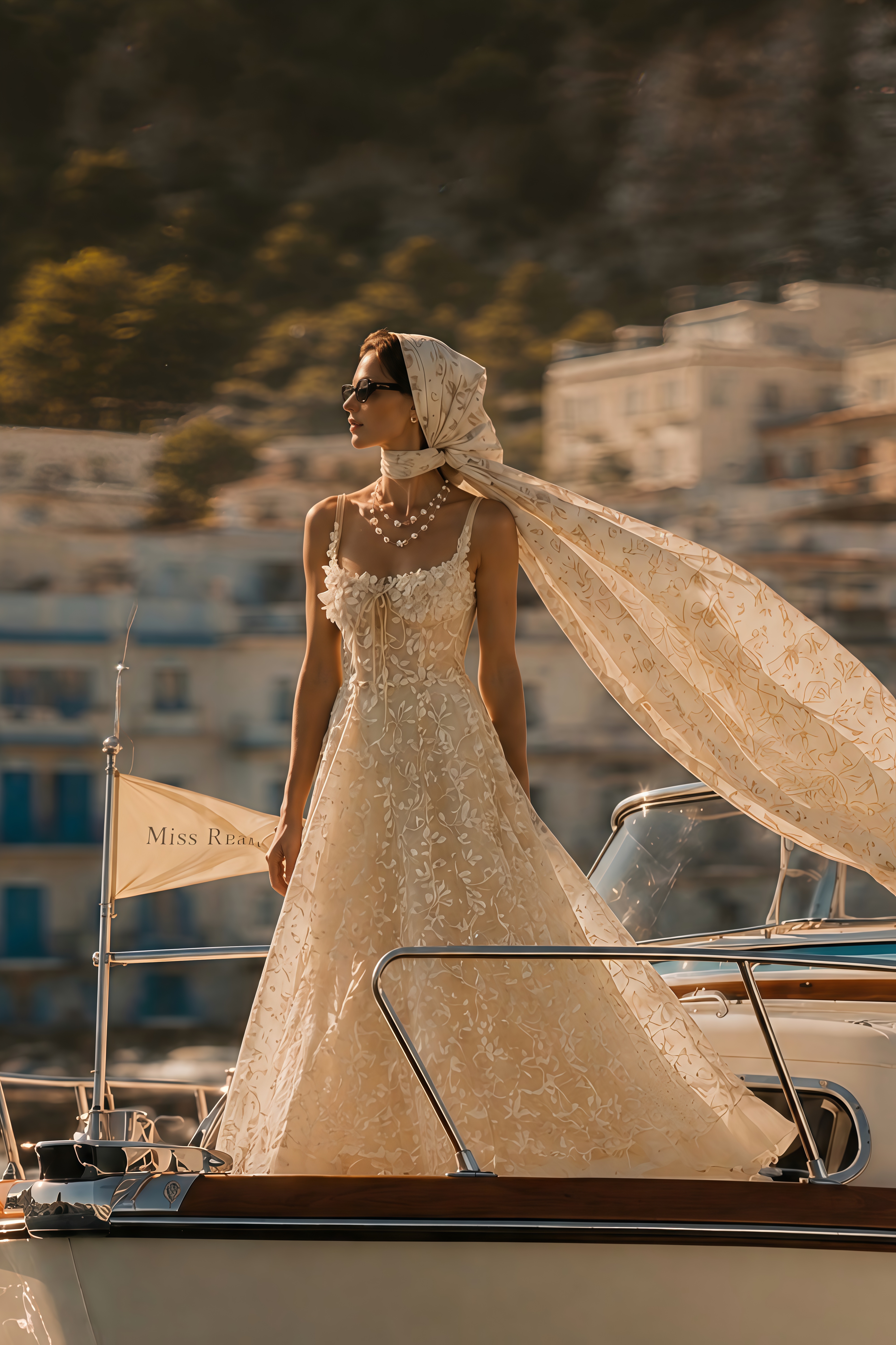 Gabriella Champagne Tulle Maxi Dress with 3D Petals