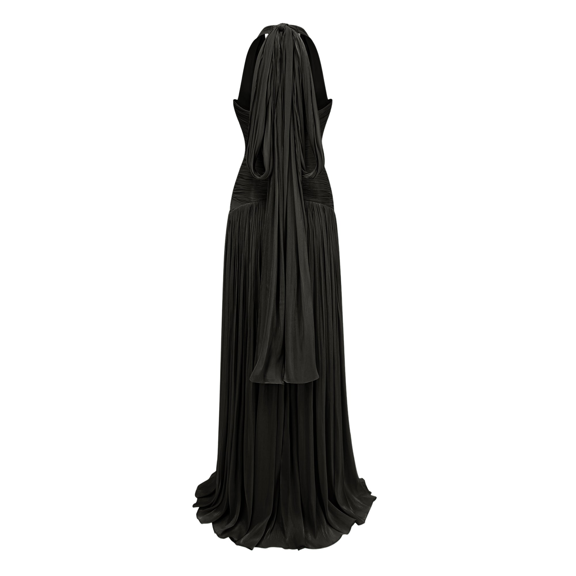Black Gathered Maxi Dress