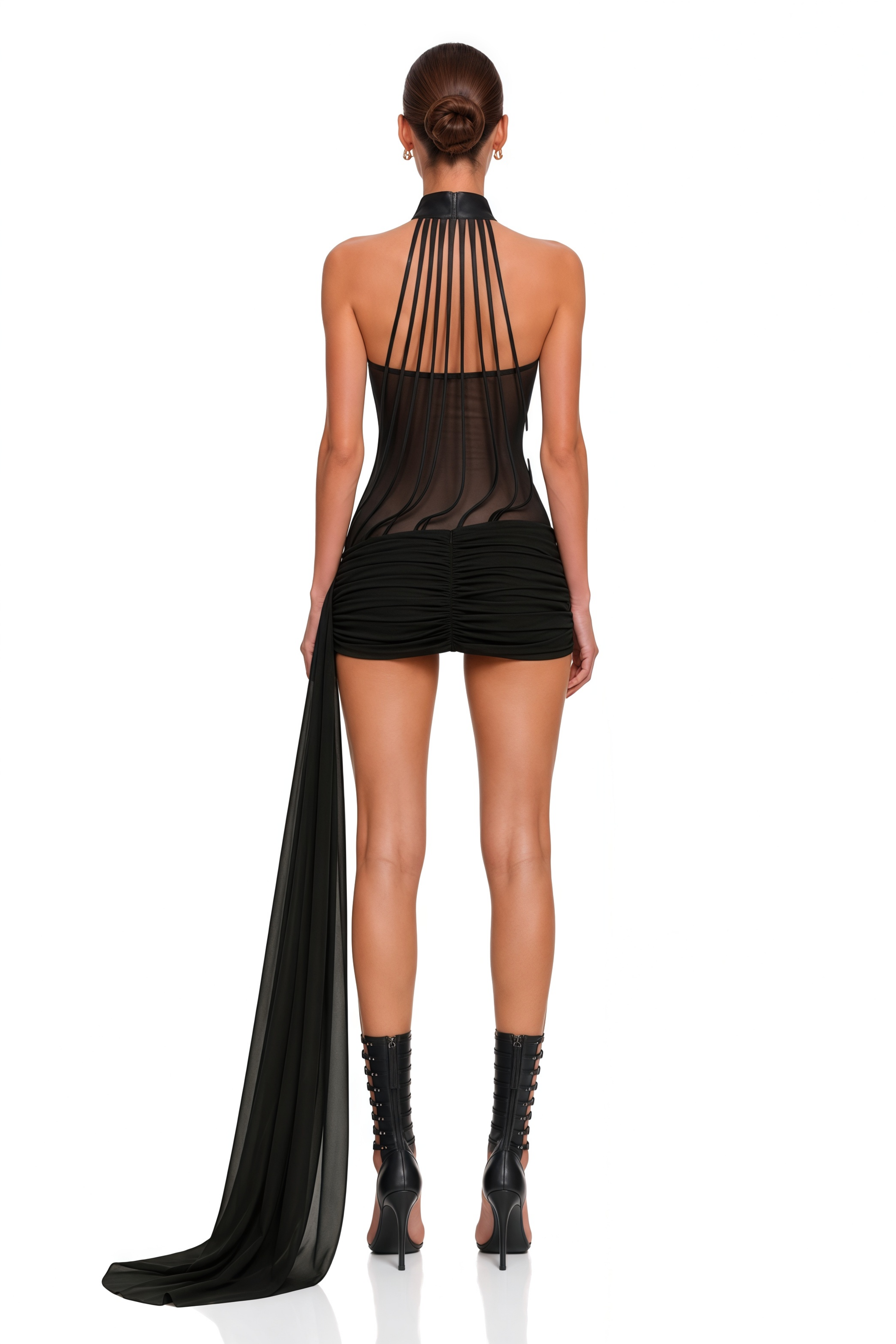 Ivona Black Halterneck Ribbon Design Mini Dress – Miss Rosier