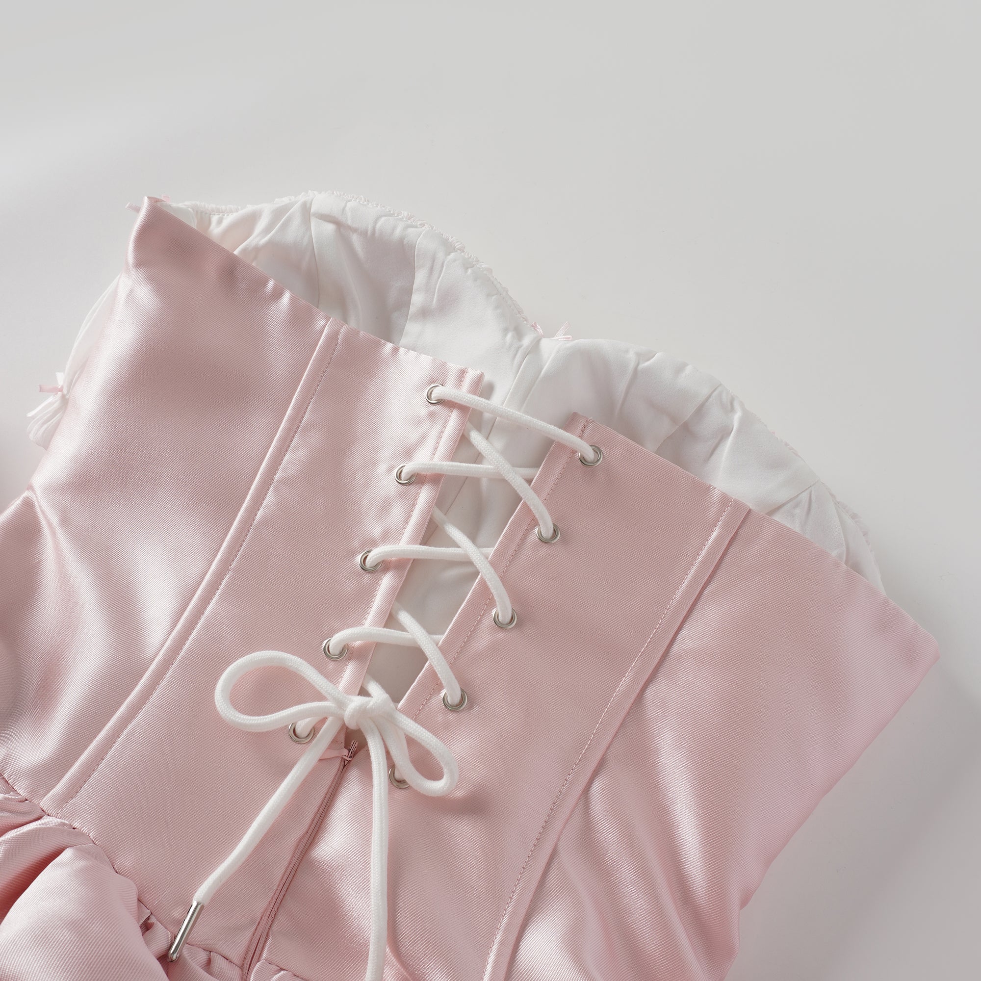 Laurine Pink Ruffled Satin Mini Dress