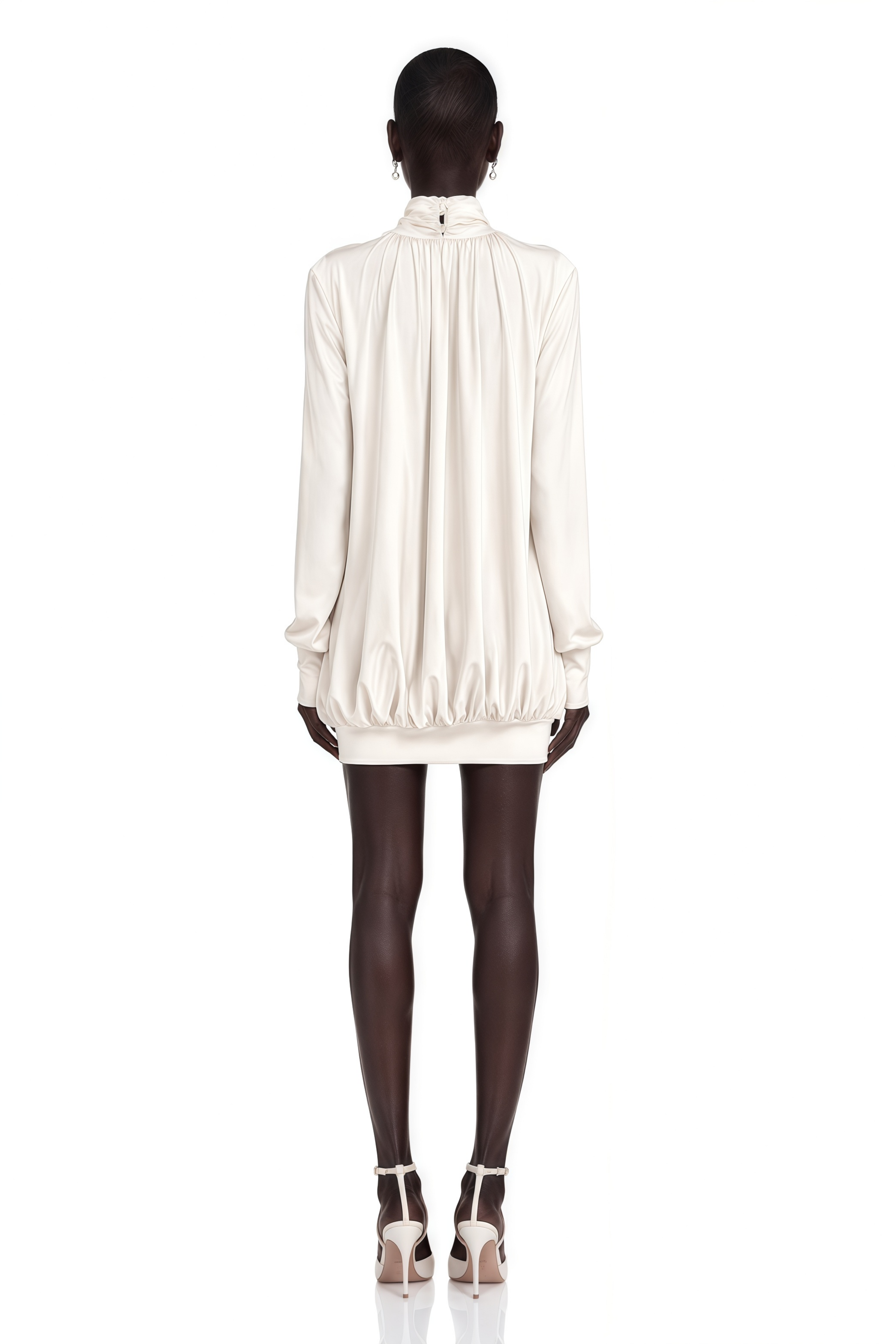 Maeva Faux-Flower Ruched Mini Dress in White